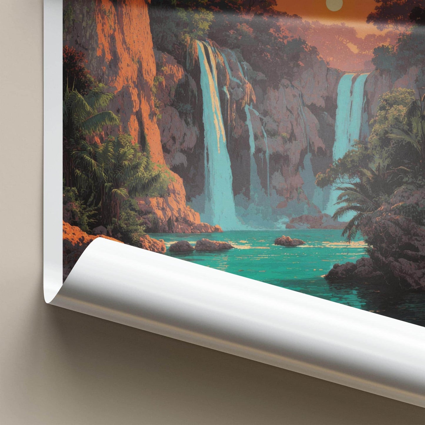 Huasteca Potosina Poster - Mexico Travel Art - Lush Tropical Waterfall Wall Decor