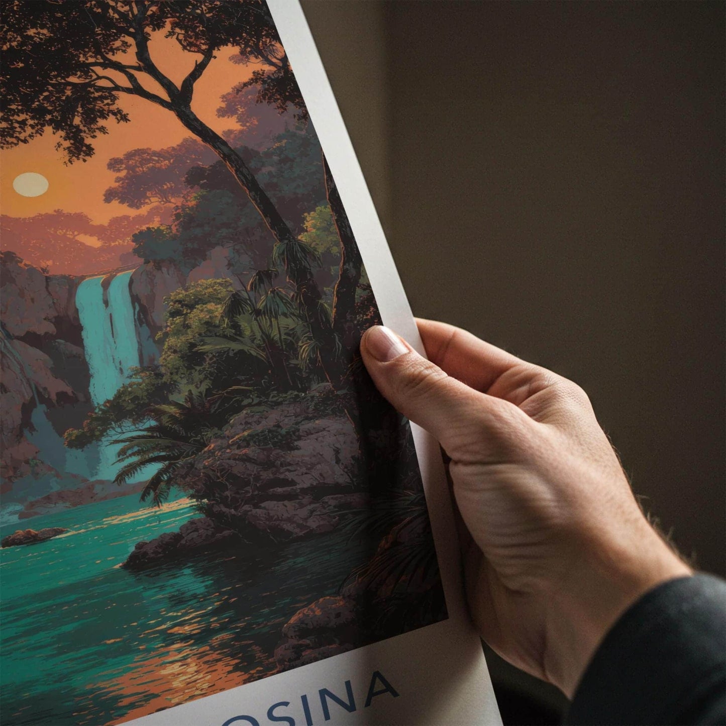Huasteca Potosina Poster - Mexico Travel Art - Lush Tropical Waterfall Wall Decor