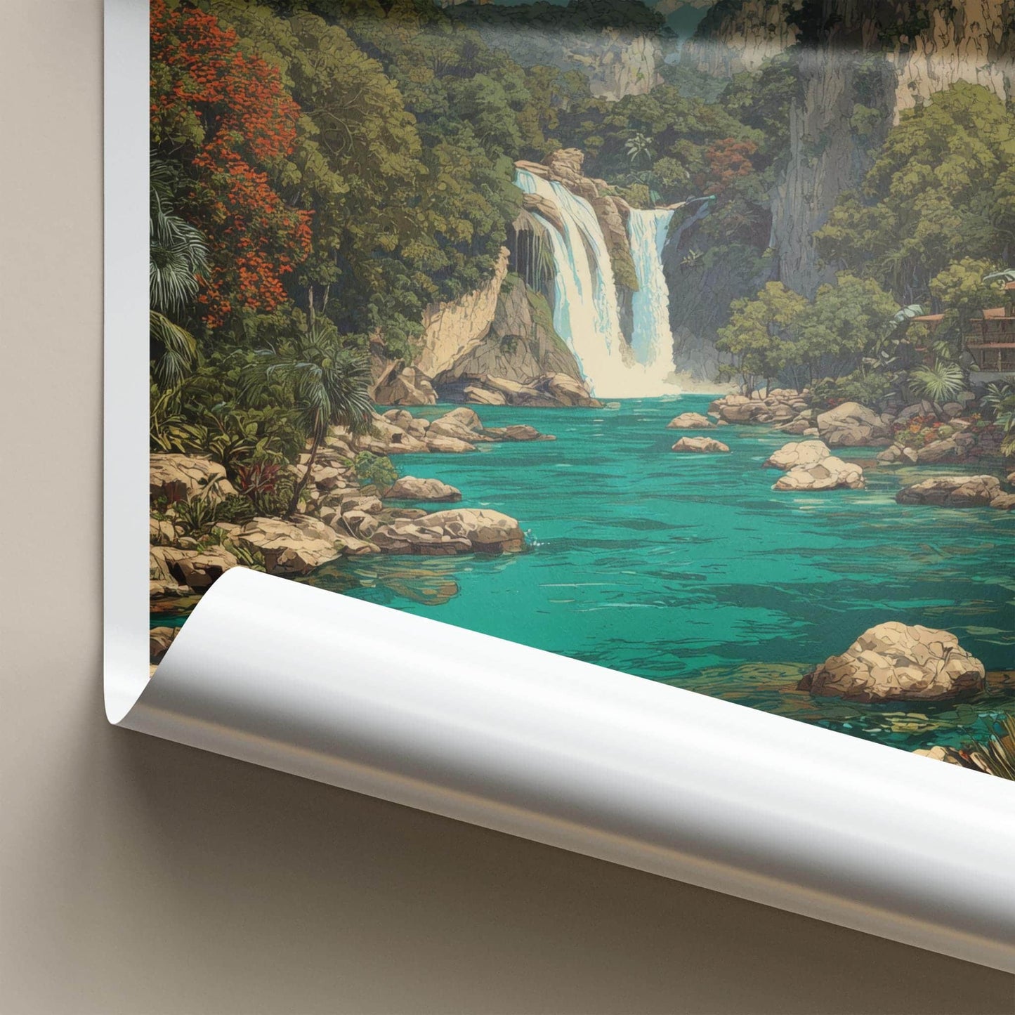 Huasteca Potosina Poster - Mexico Travel Art - River Waterfall Home Decor