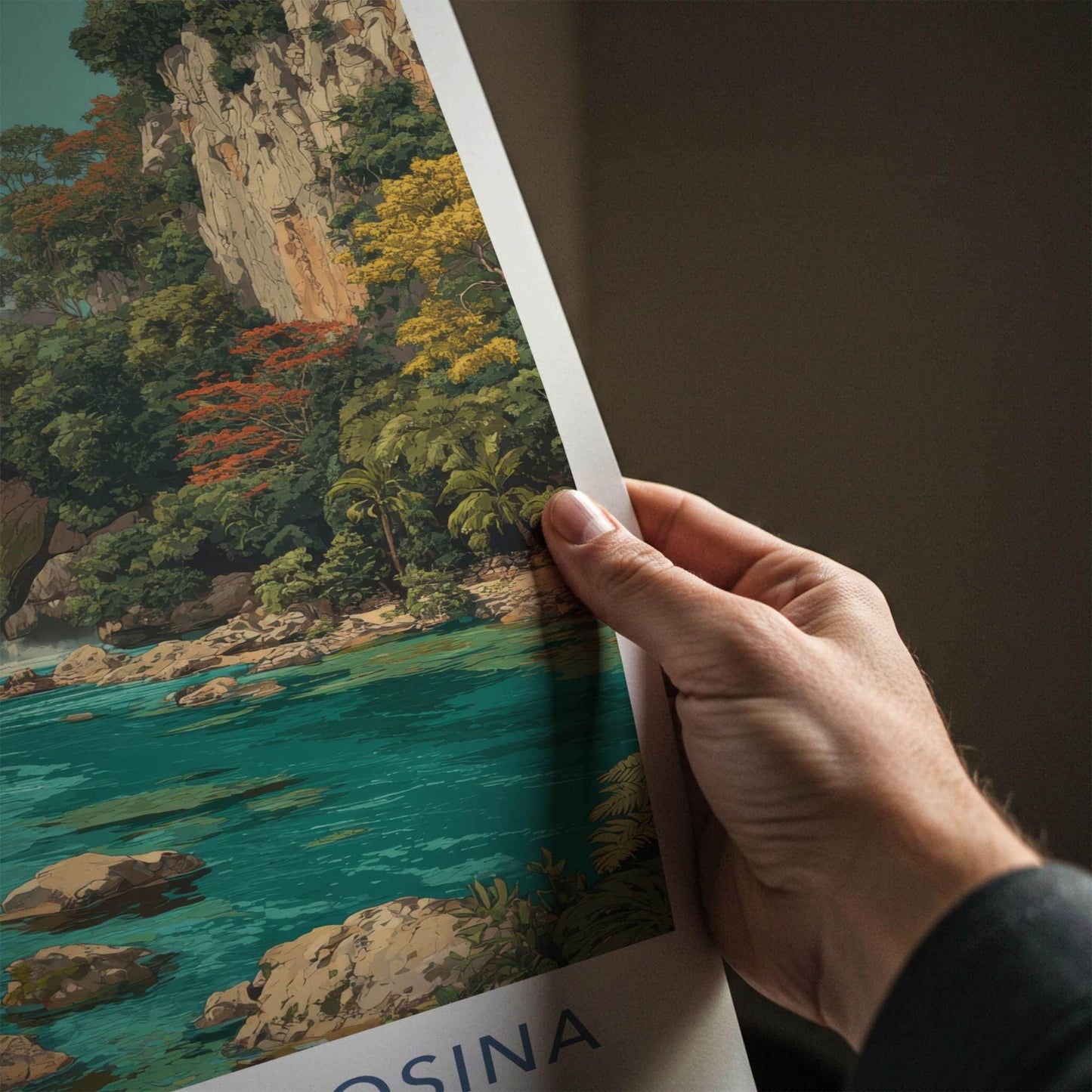 Huasteca Potosina Poster - Mexico Travel Art - Tropical Waterfall Canyon Home Decor