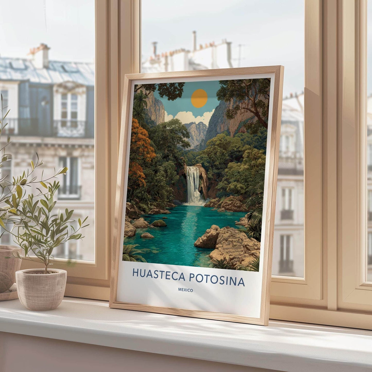 Huasteca Potosina Poster - Mexico Travel Art - Tropical Waterfall Scene Home Decor