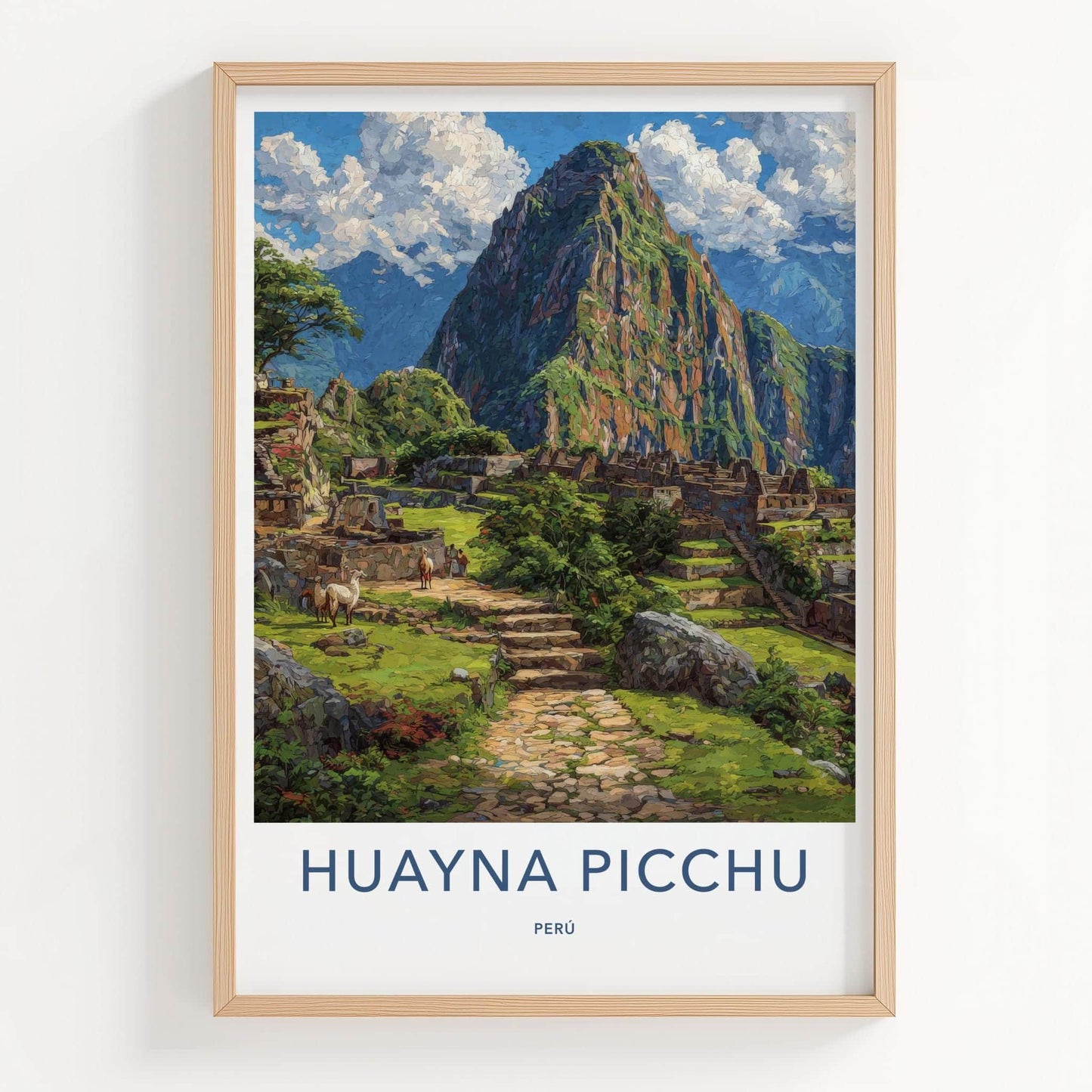 Huayna Picchu Poster - Peru Travel Art - Inca Ruins Mountain Home Decor