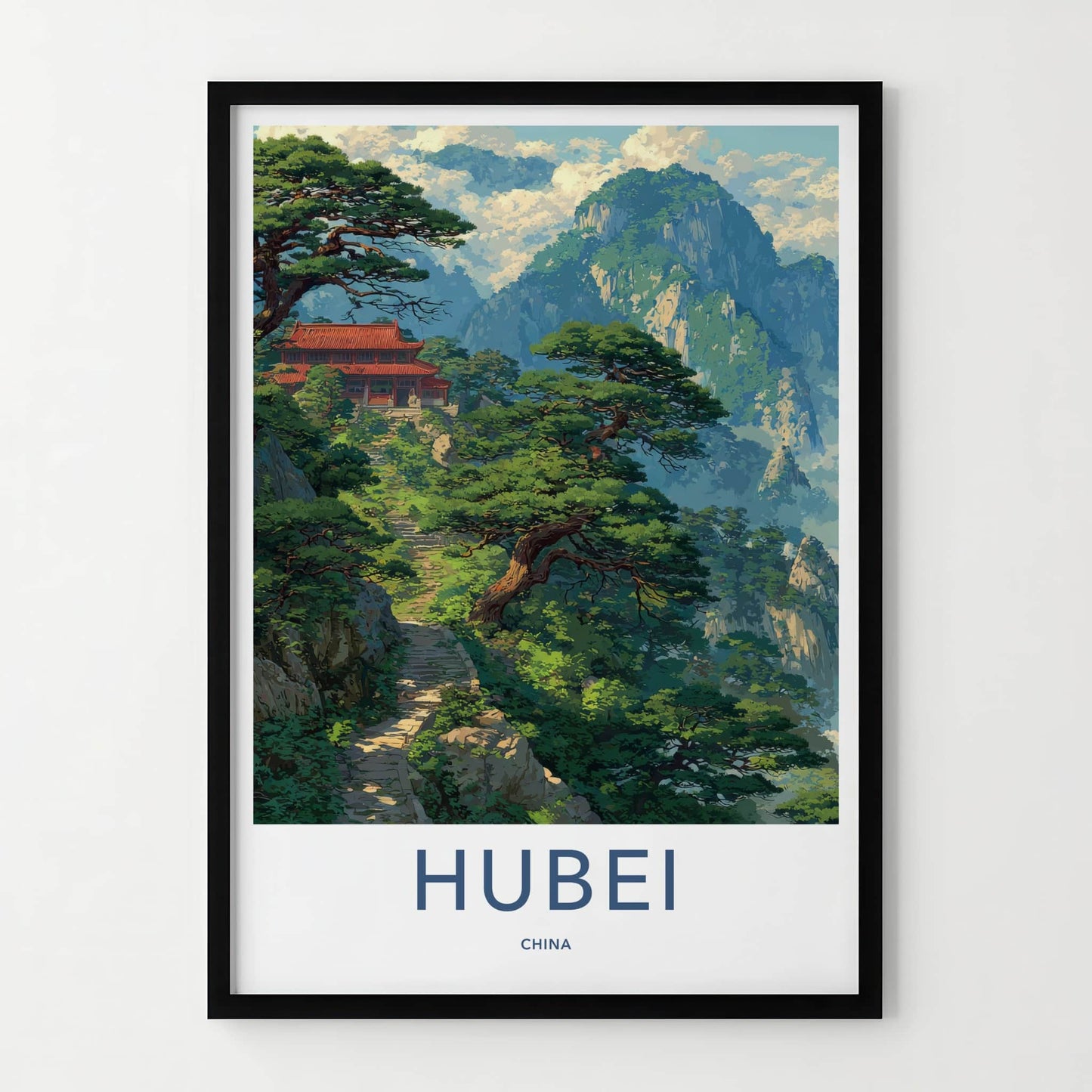 Hubei Poster - China Art Print Red Temple Gift