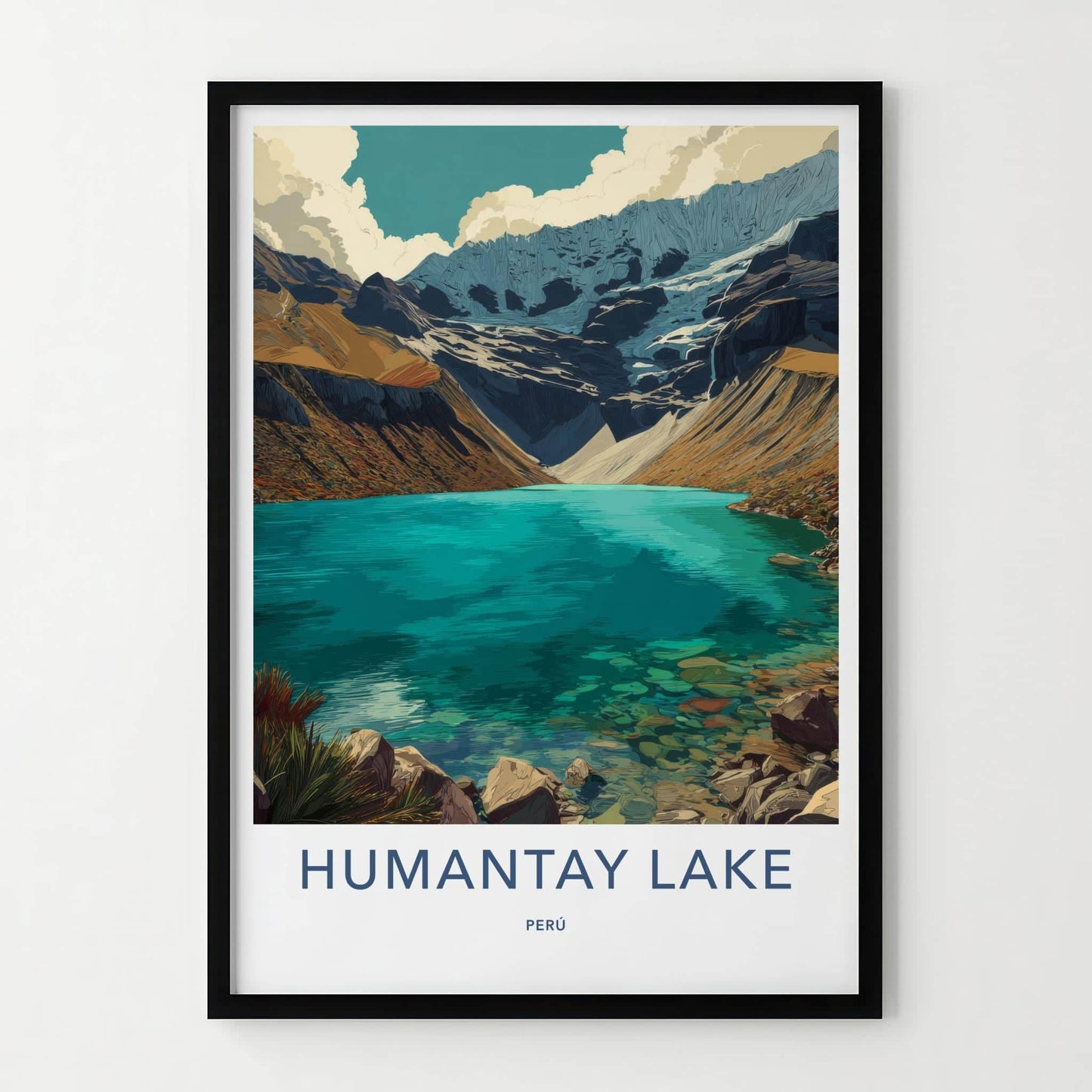 Humantay Lake Poster - Peru Travel Art - Vibrant Alpine Lake Home Decor