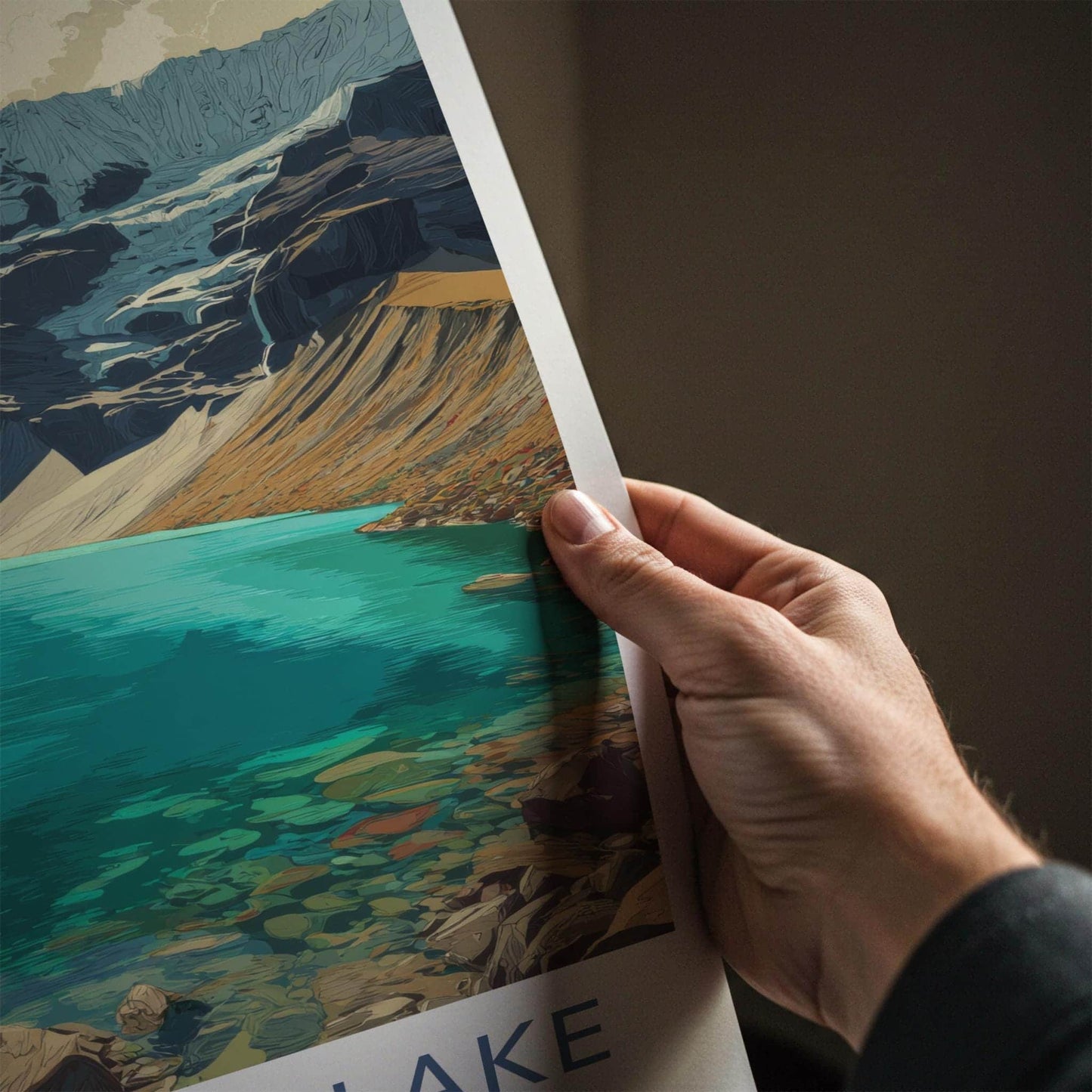 Humantay Lake Poster - Peru Travel Art - Vibrant Alpine Lake Home Decor