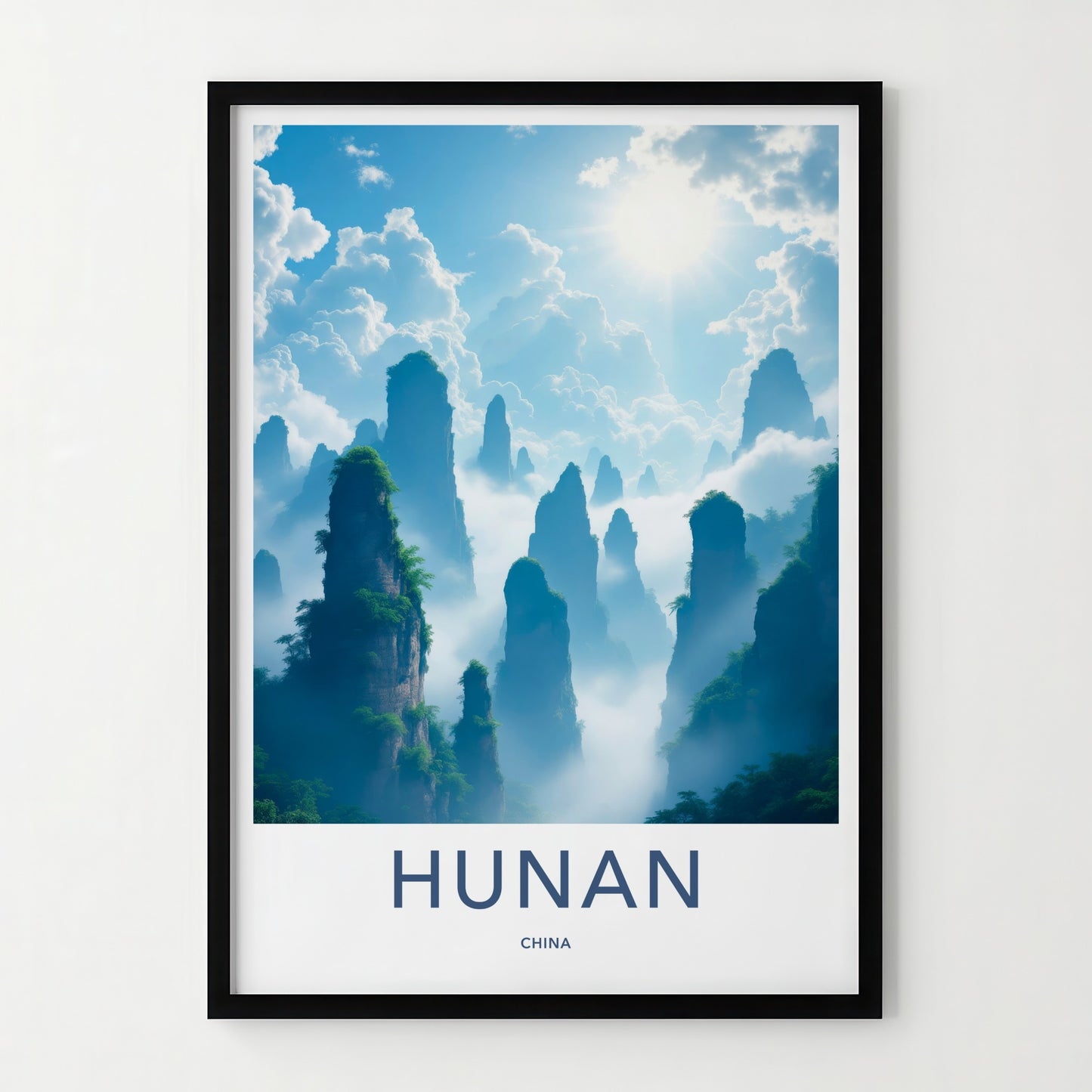 Hunan Poster - China Travel Art - Misty Karst Peaks Home Decor