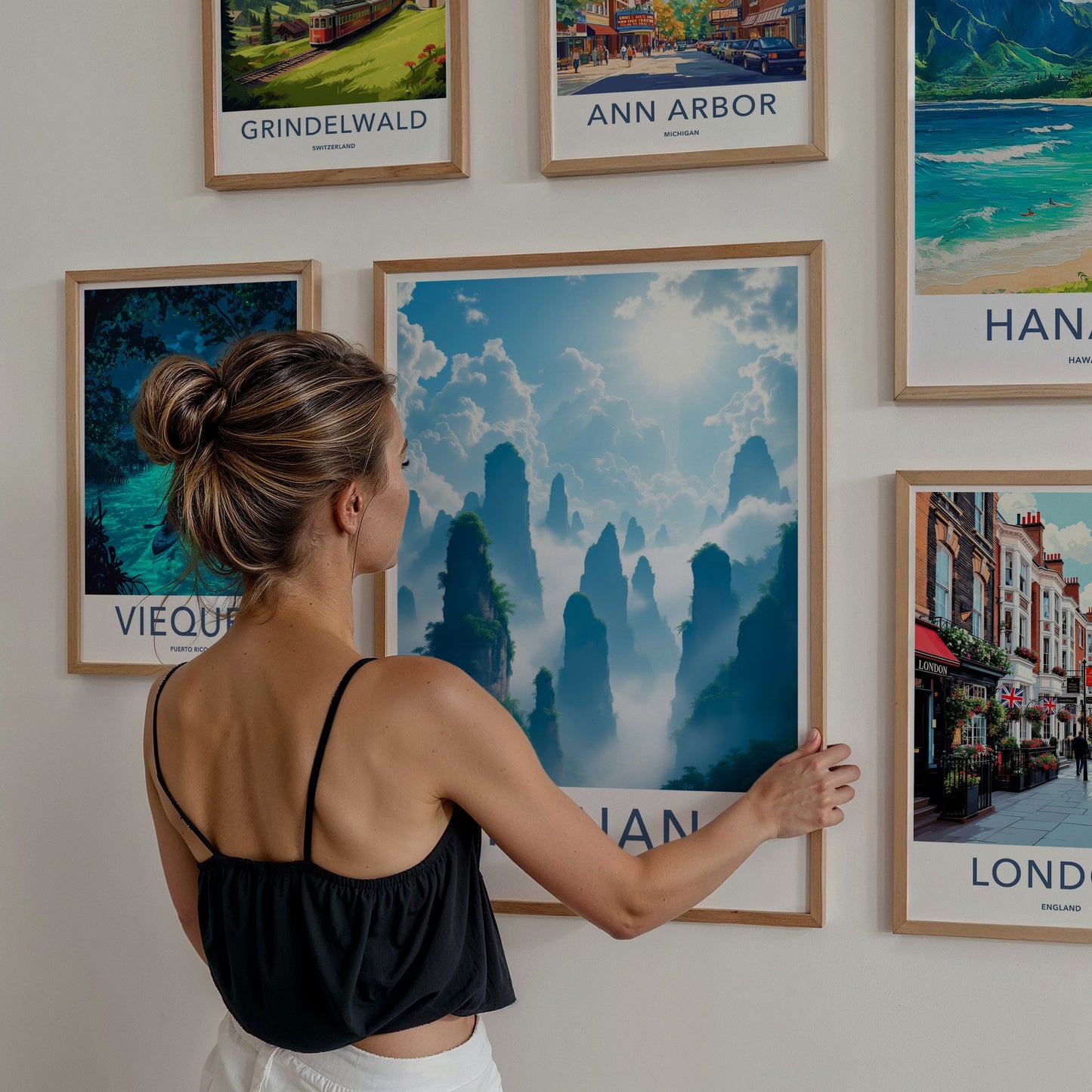 Hunan Poster - China Travel Art - Misty Karst Peaks Home Decor
