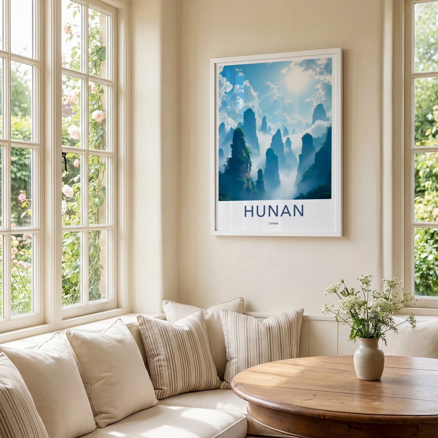 Hunan Poster - China Travel Art - Misty Karst Peaks Home Decor