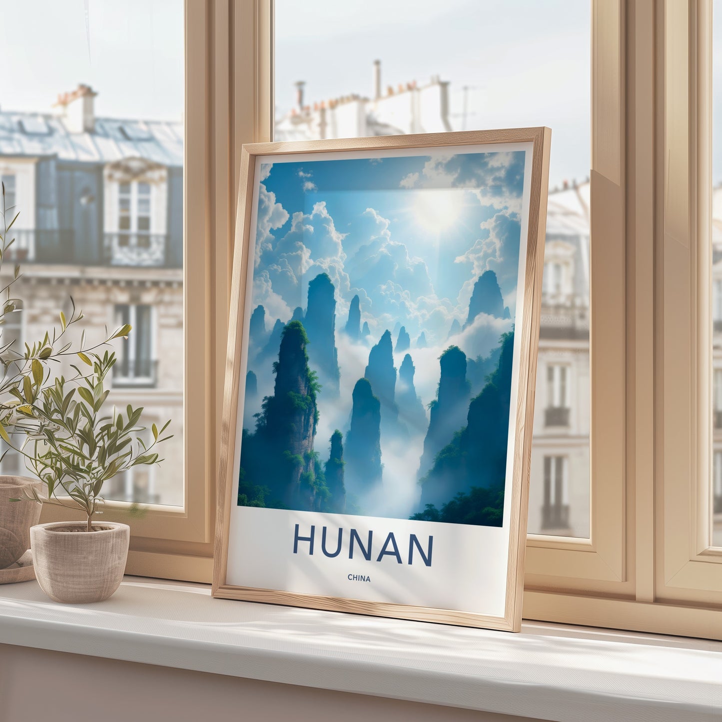 Hunan Poster - China Travel Art - Misty Karst Peaks Home Decor