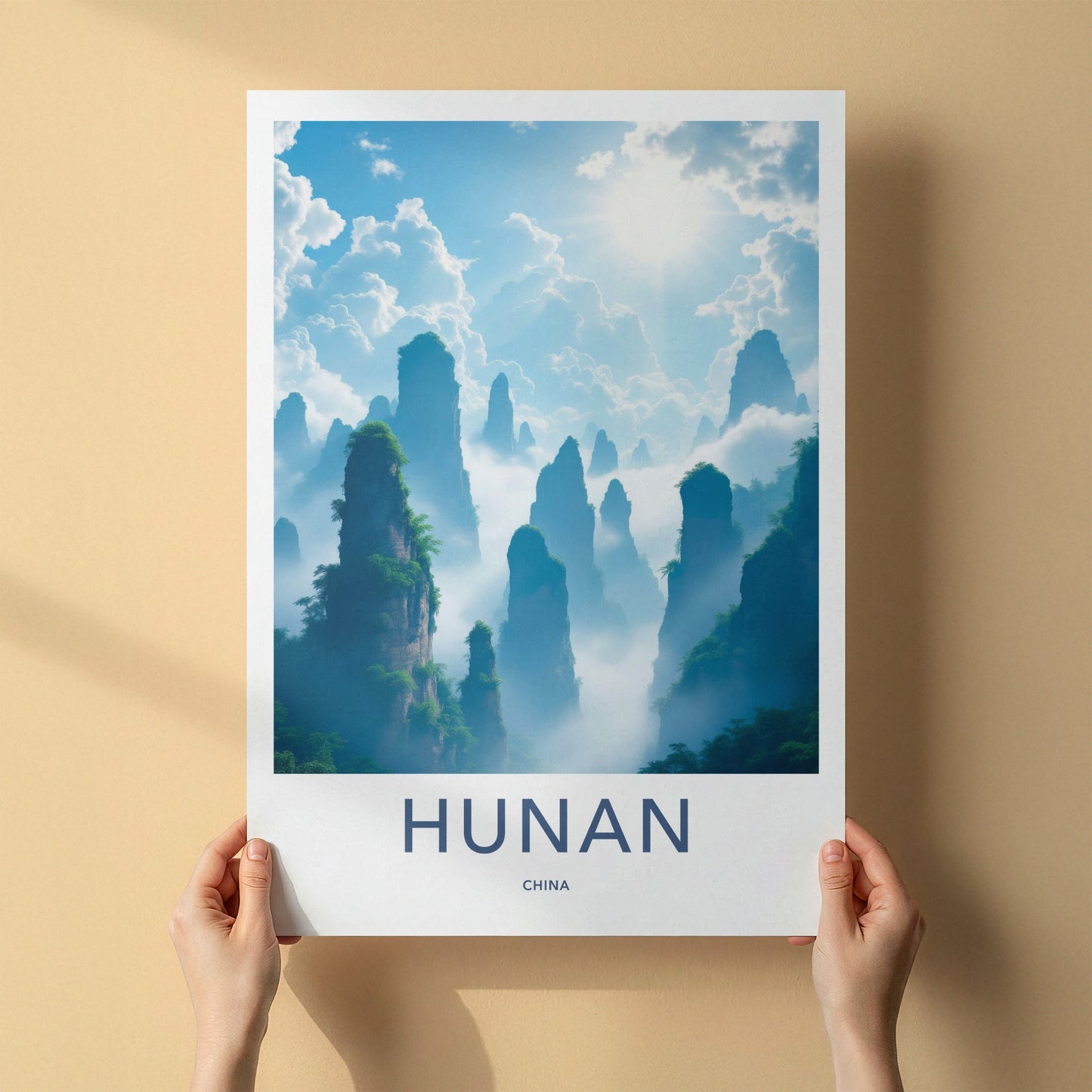 Hunan Poster - China Travel Art - Misty Karst Peaks Home Decor