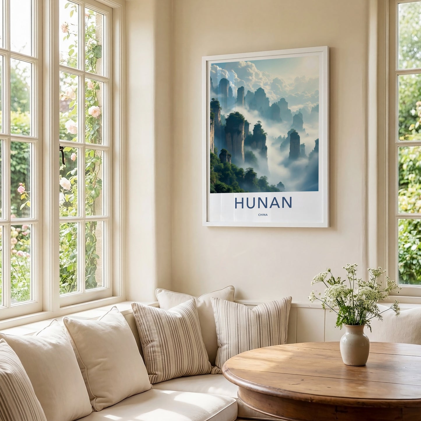 Hunan Poster - China Travel Art - Misty Mountain Peaks Wall Decor