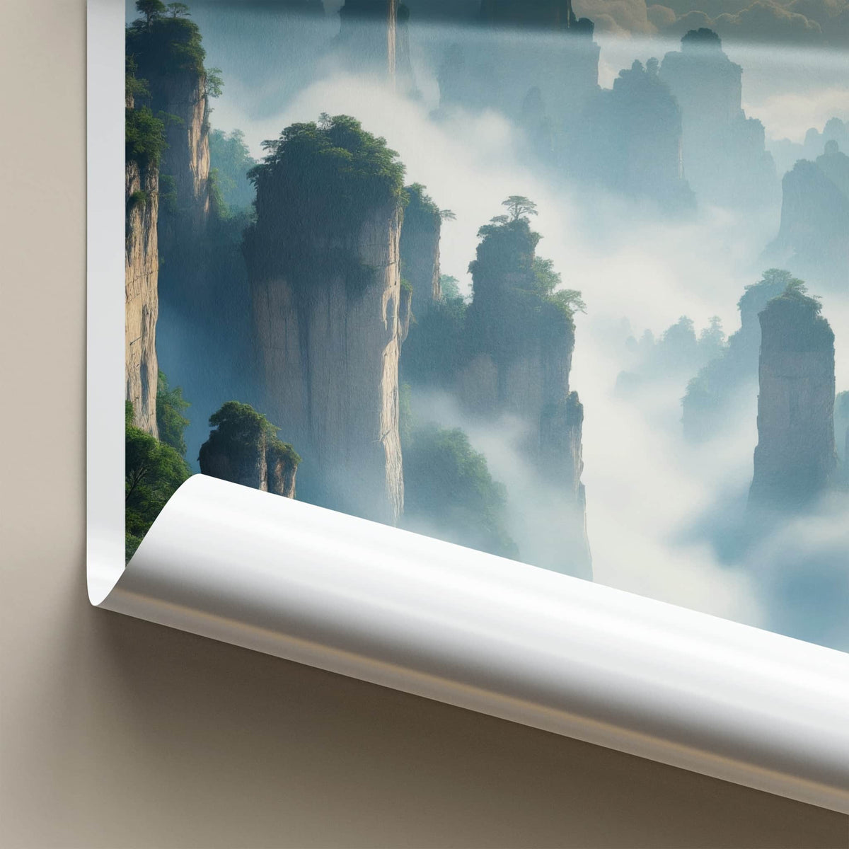 Hunan Poster - China Travel Art - Misty Mountain Peaks Wall Decor