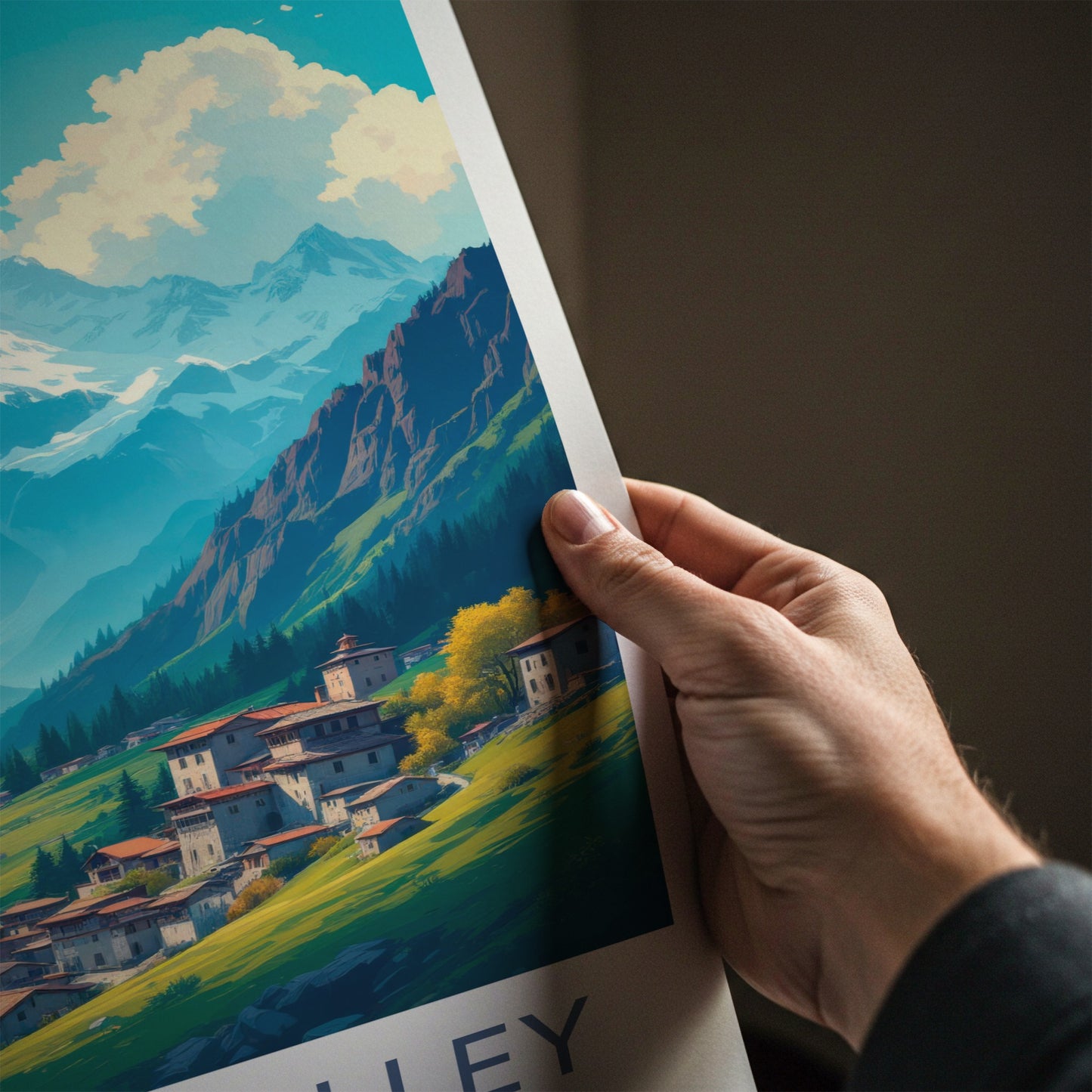 Hunza Valley Poster - Pakistan Travel Art - Green Village Mountains Home Decor