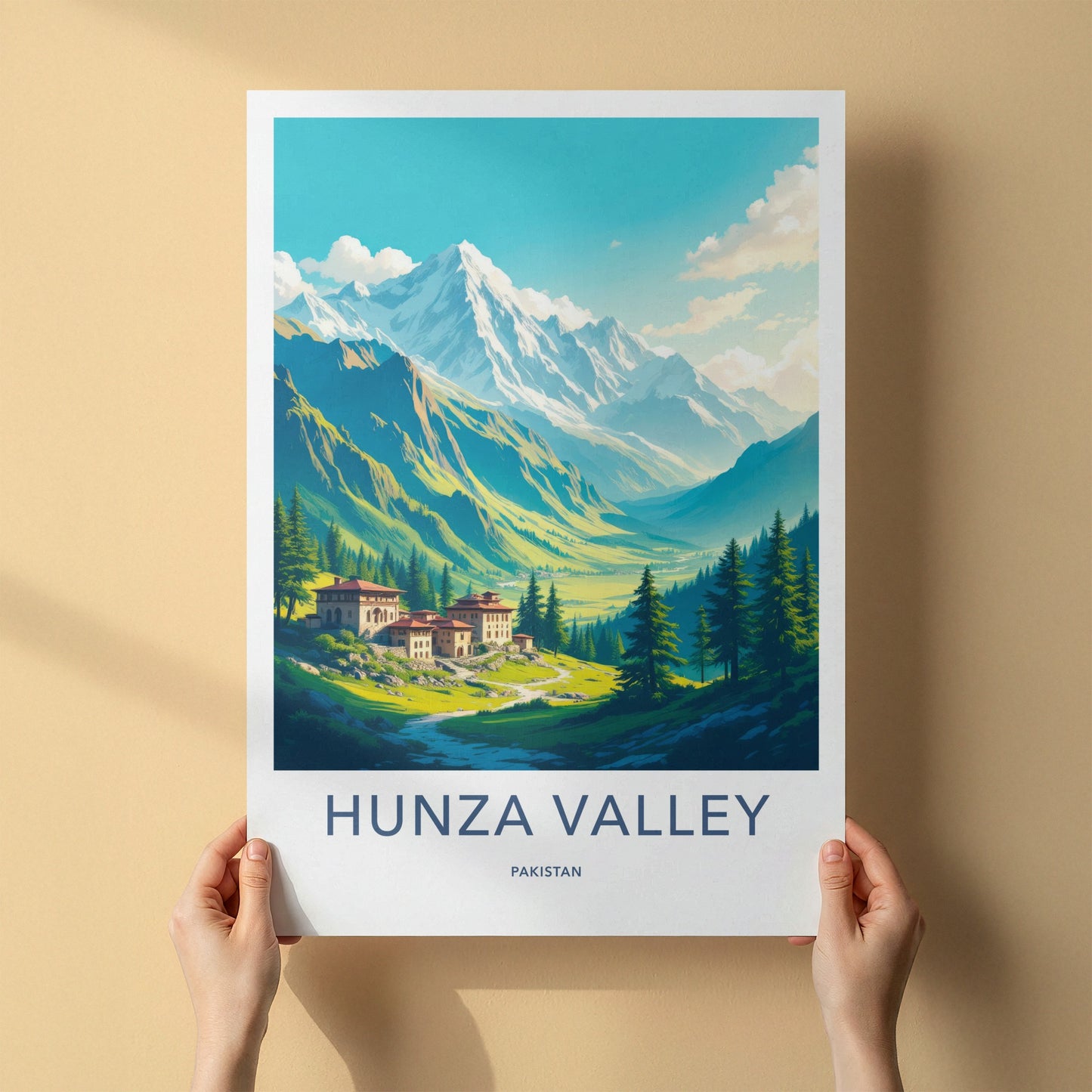 Hunza Valley Poster - Pakistan Travel Art - Majestic Mountain Village Home Decor