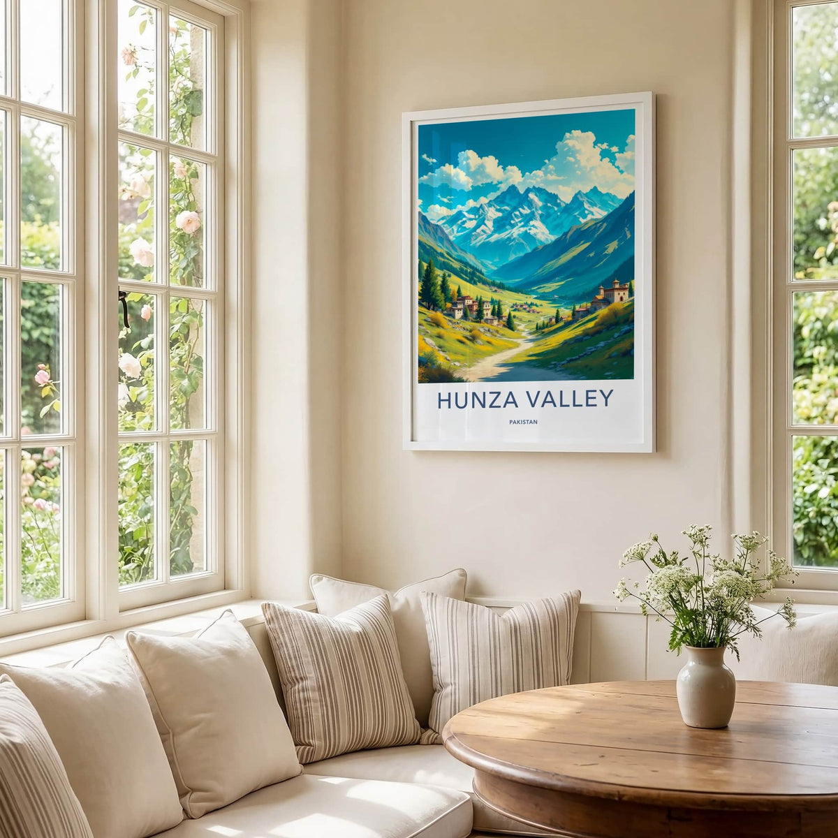 Hunza Valley Poster - Pakistan Travel Art - Mountain Village Road Home Decor