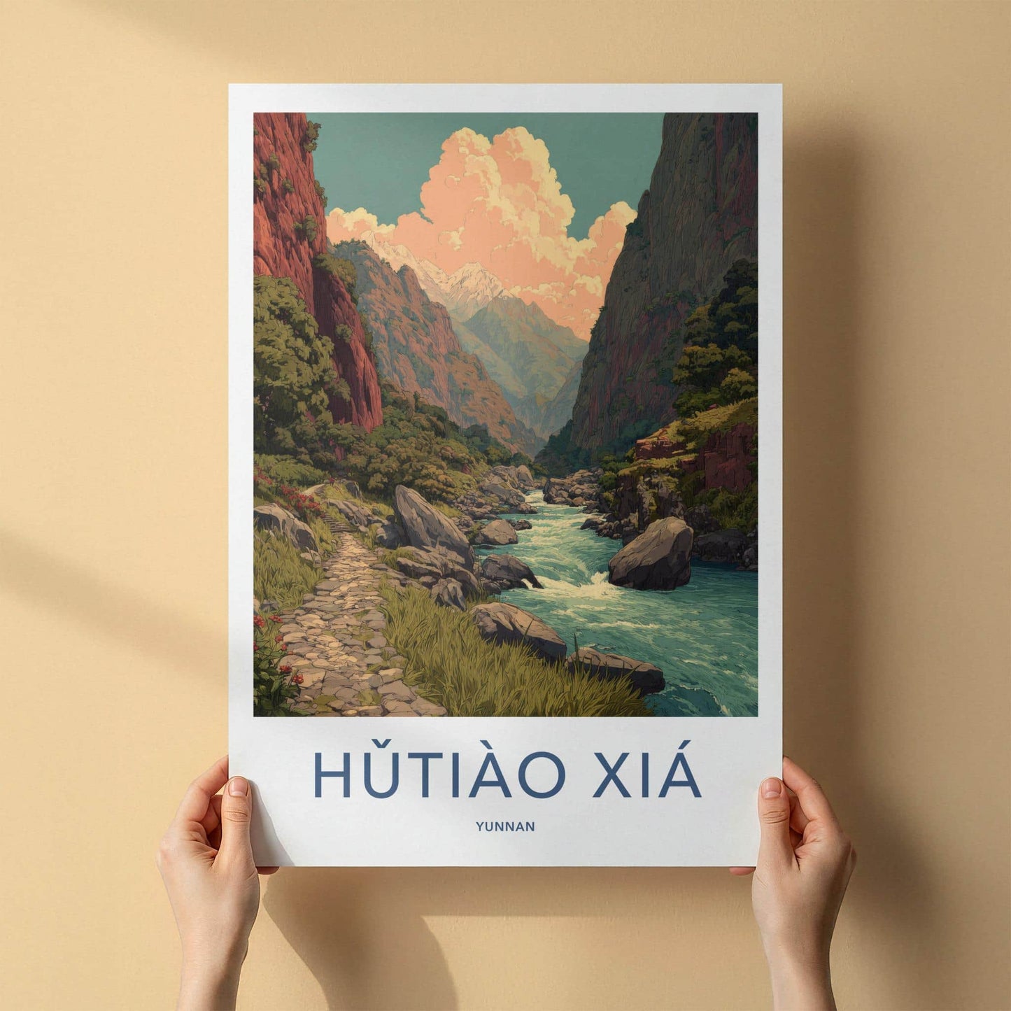 Hutiao Xia Poster - China Travel Art - Deep River Gorge Home Decor
