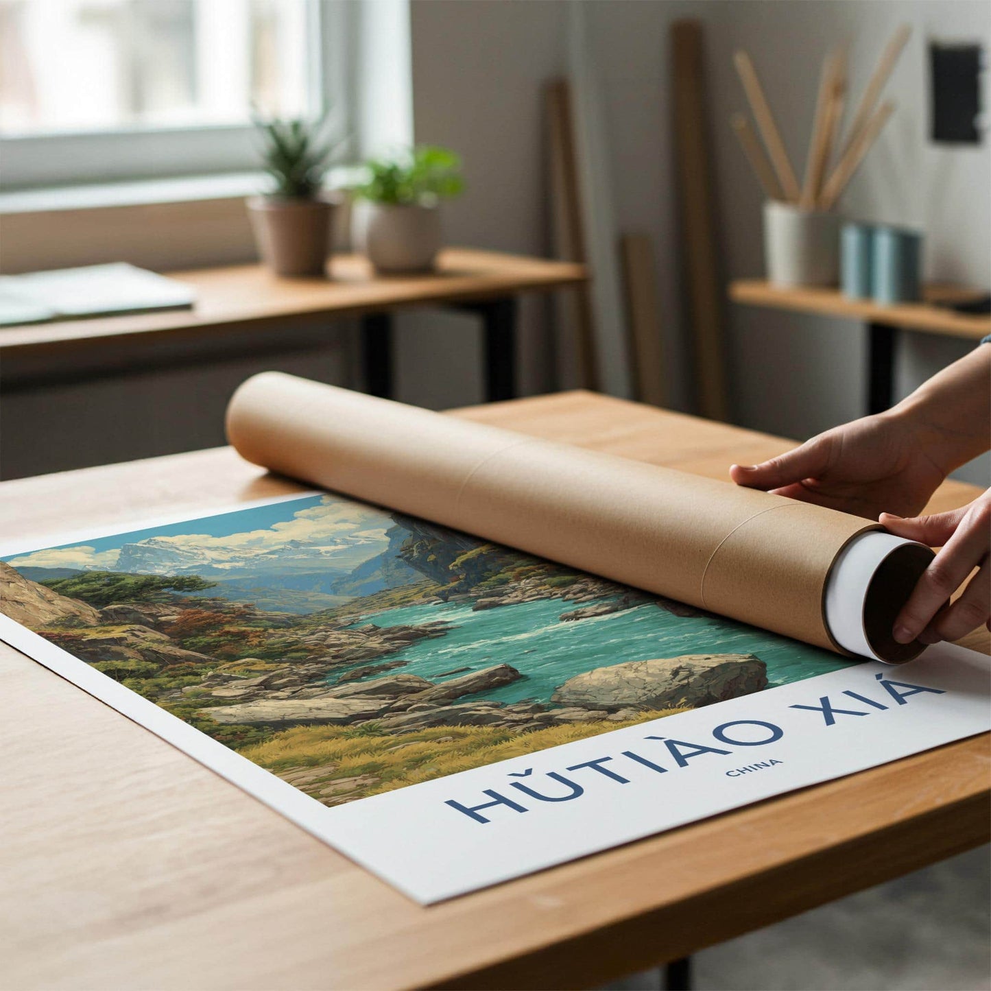 Hutiao Xia Poster - China Travel Art - Mountain River Gorge Home Decor