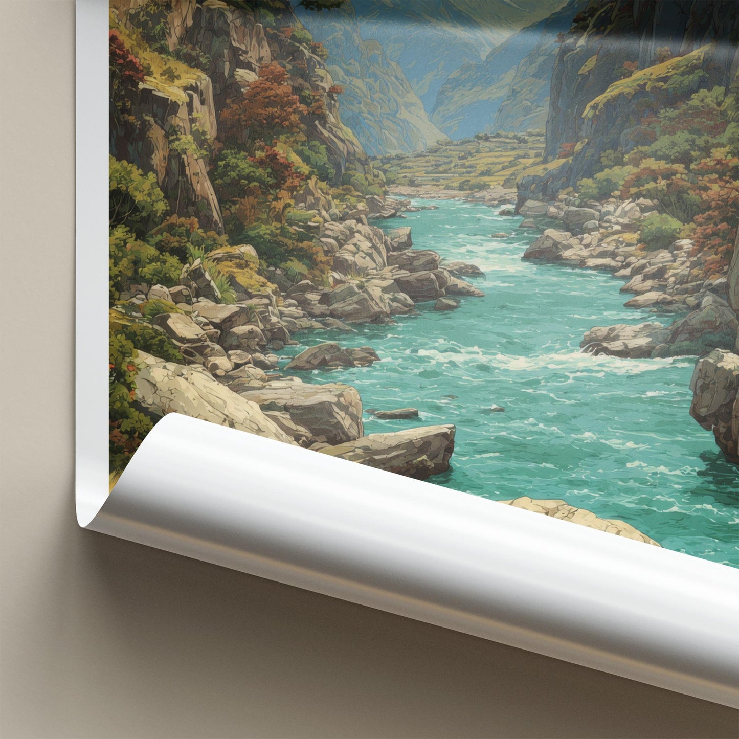 Hutiao Xia Poster - China Travel Art - Mountain River Gorge Home Decor