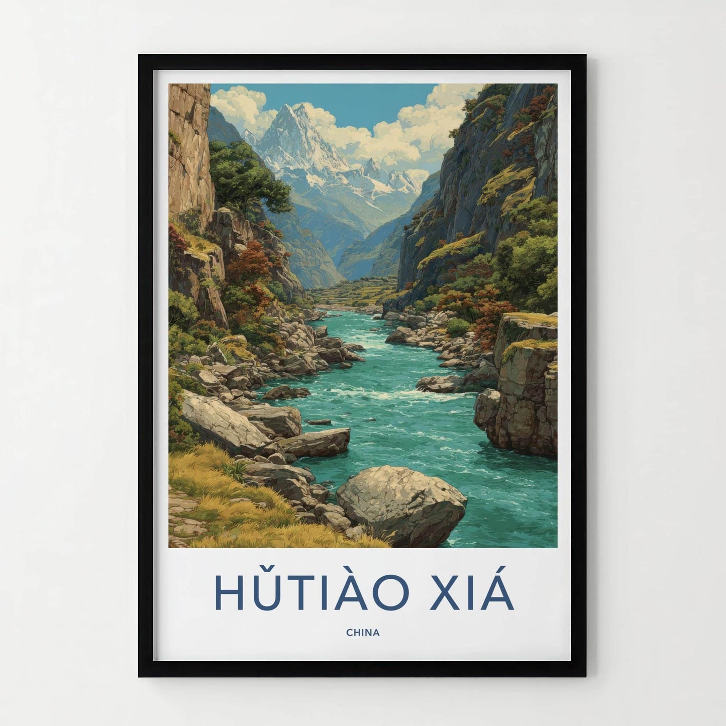 Hutiao Xia Poster - China Travel Art - Mountain River Gorge Home Decor