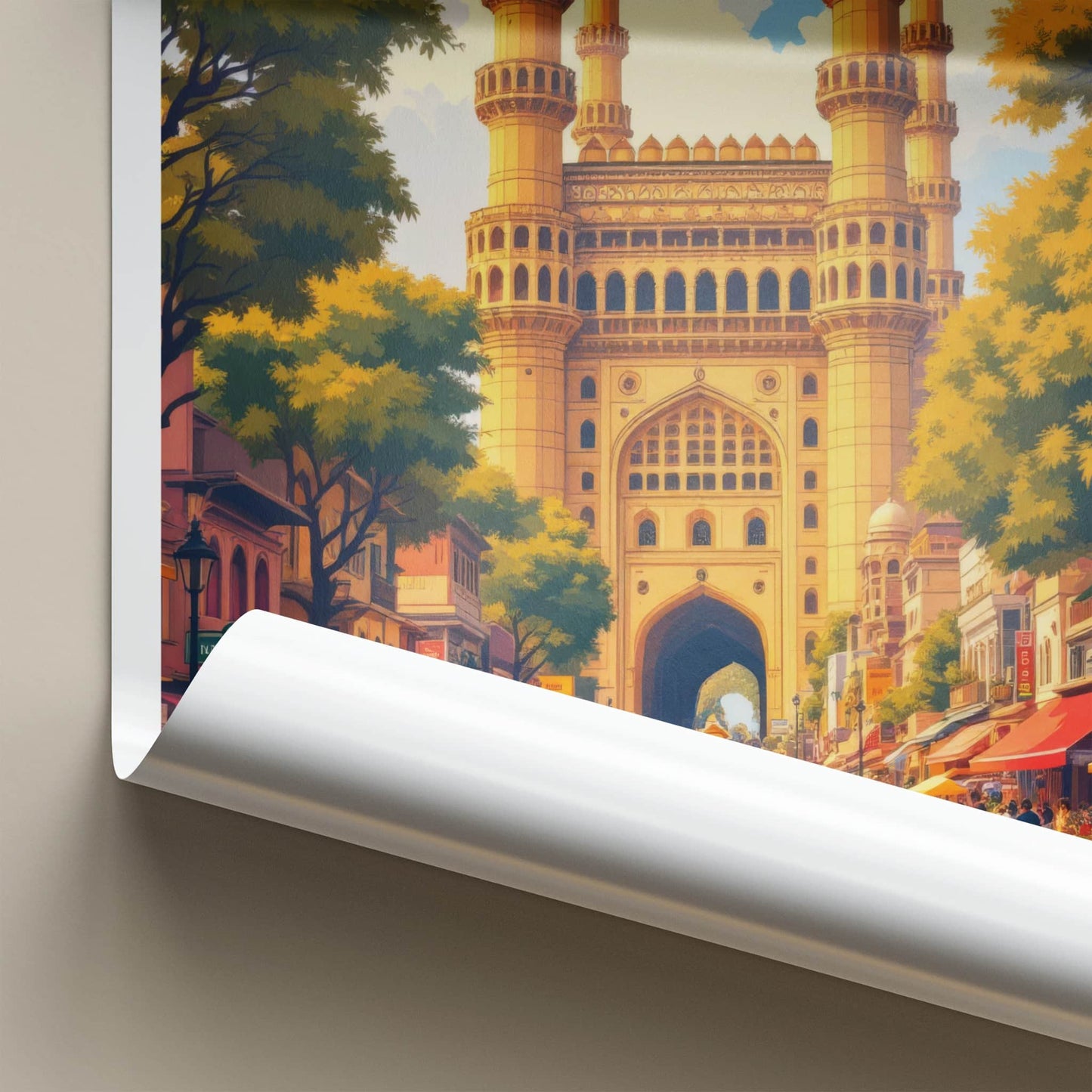 Hyderabad Charminar Poster - India Travel Print - Telangana Grand Archway Street Wall Decor