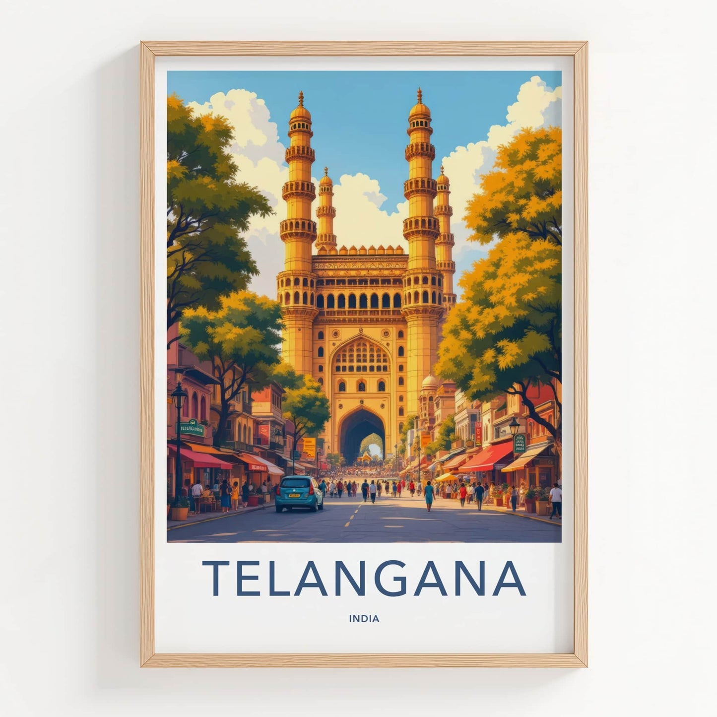 Hyderabad Charminar Poster - India Travel Print - Telangana Grand Archway Street Wall Decor