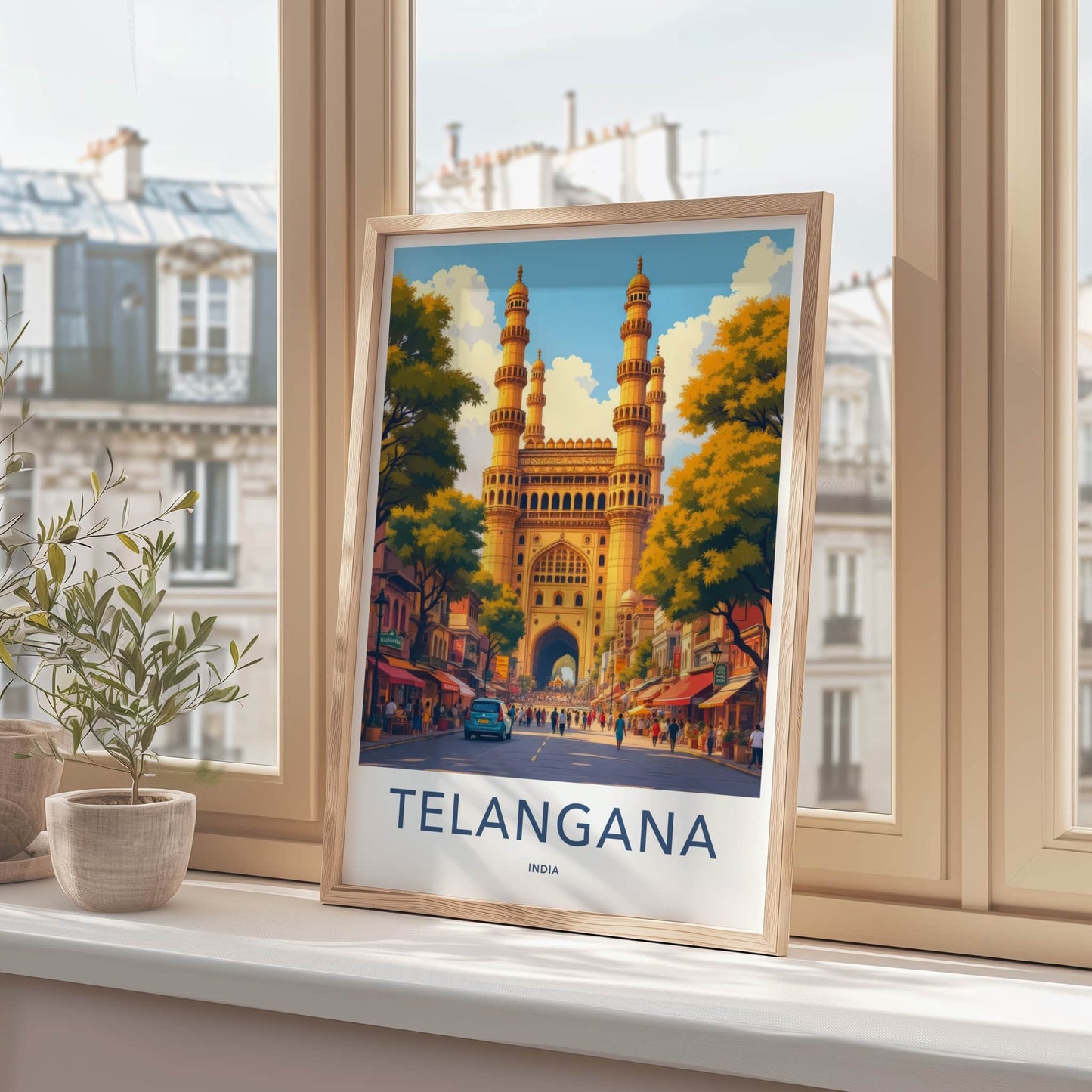 Hyderabad Charminar Poster - India Travel Print - Telangana Grand Archway Street Wall Decor