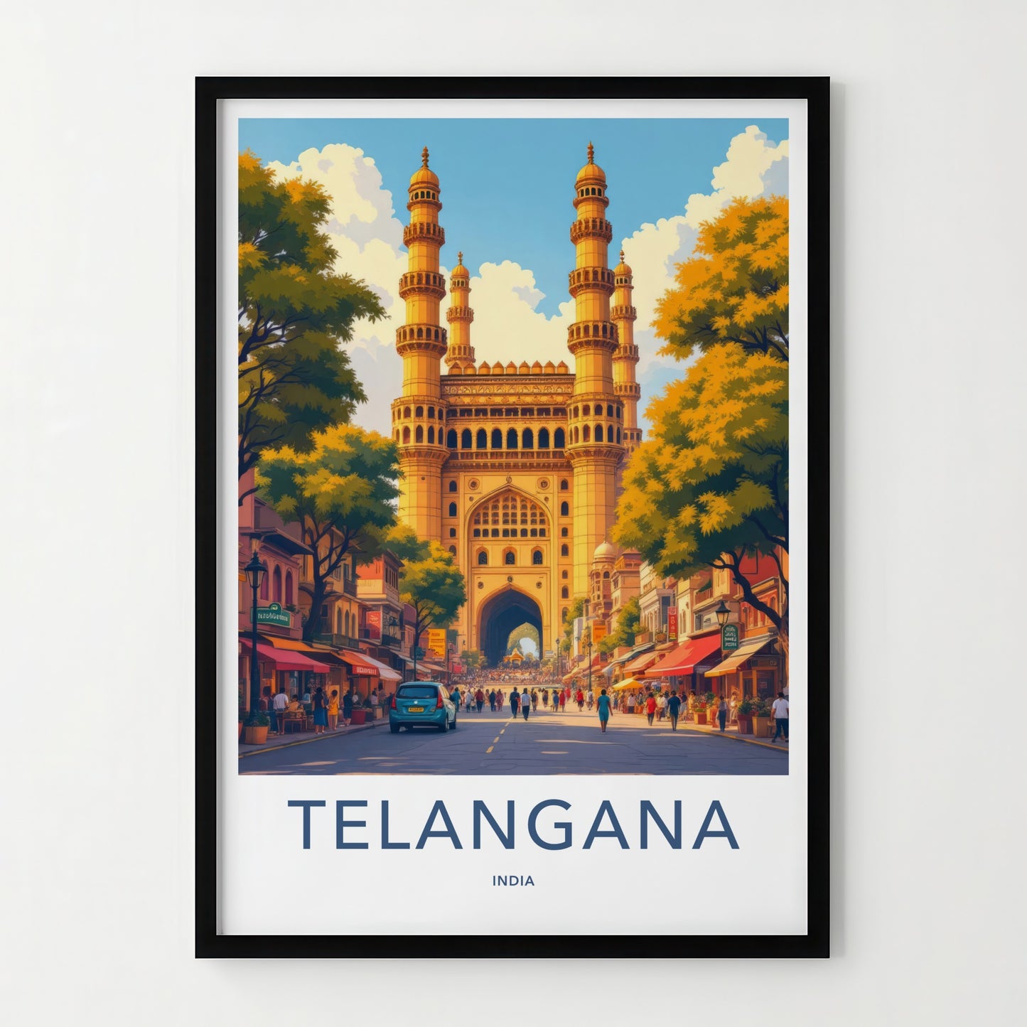 Hyderabad Charminar Poster - India Travel Print - Telangana Grand Archway Street Wall Decor