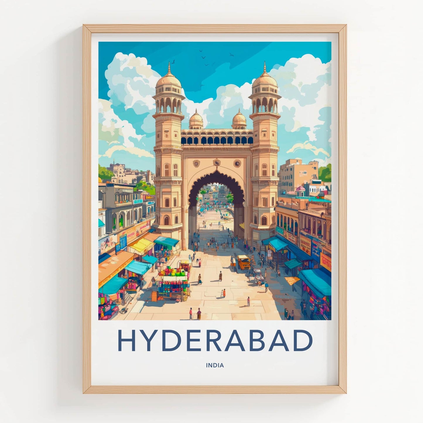 Hyderabad Poster - India Travel Art - Telangana Grand Archway View Home Decor