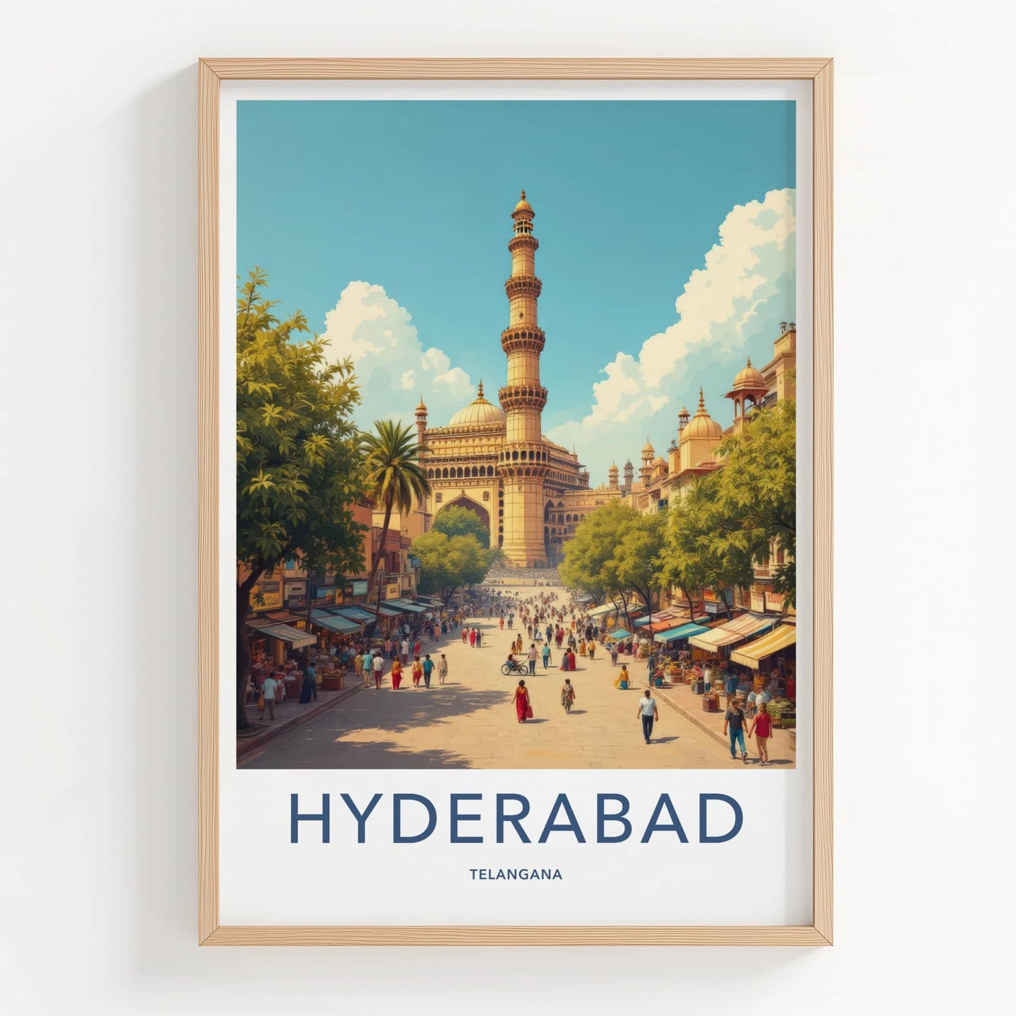 Hyderabad Poster - India Travel Print - Telangana Charminar Street Home Decor