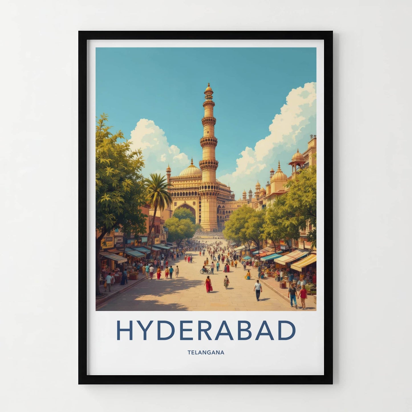Hyderabad Poster - India Travel Print - Telangana Charminar Street Home Decor