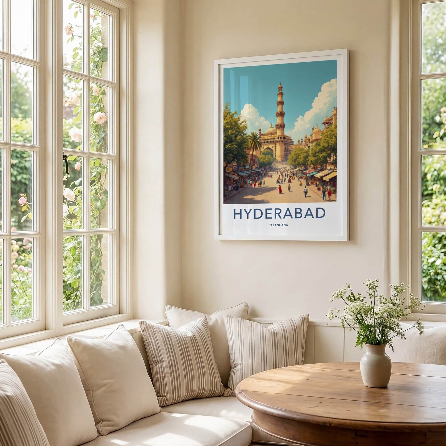 Hyderabad Poster - India Travel Print - Telangana Charminar Street Home Decor