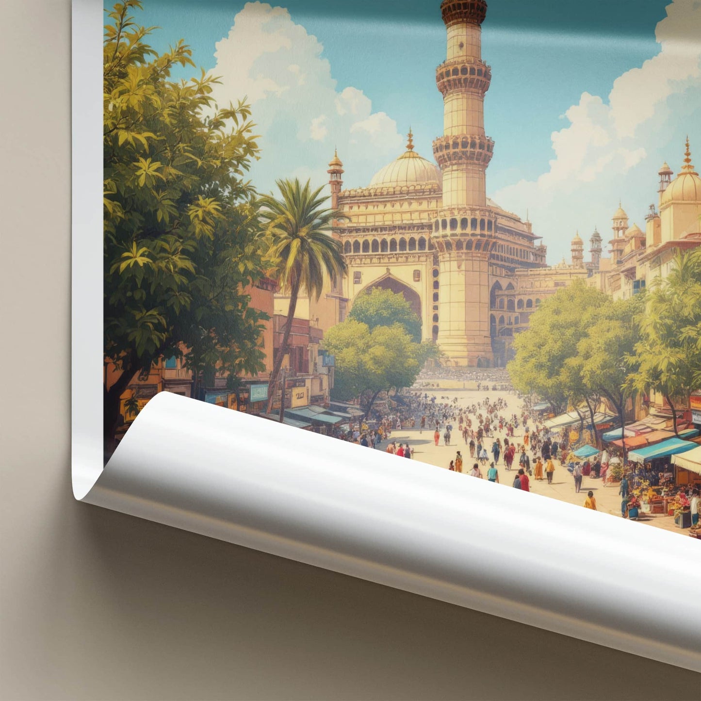 Hyderabad Poster - India Travel Print - Telangana Charminar Street Home Decor