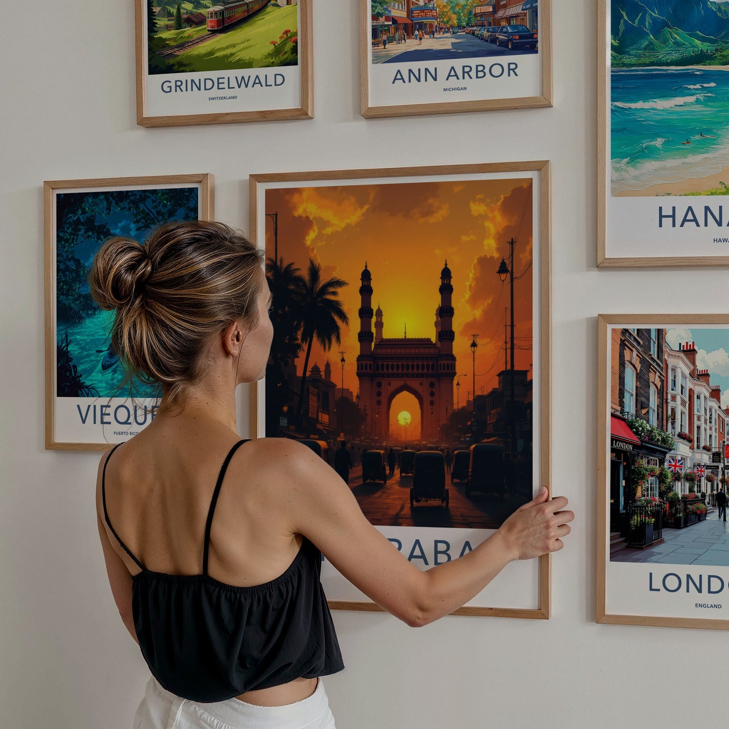 Hyderabad Poster - India Wall Art - Telangana Charminar Sunset Home Decor