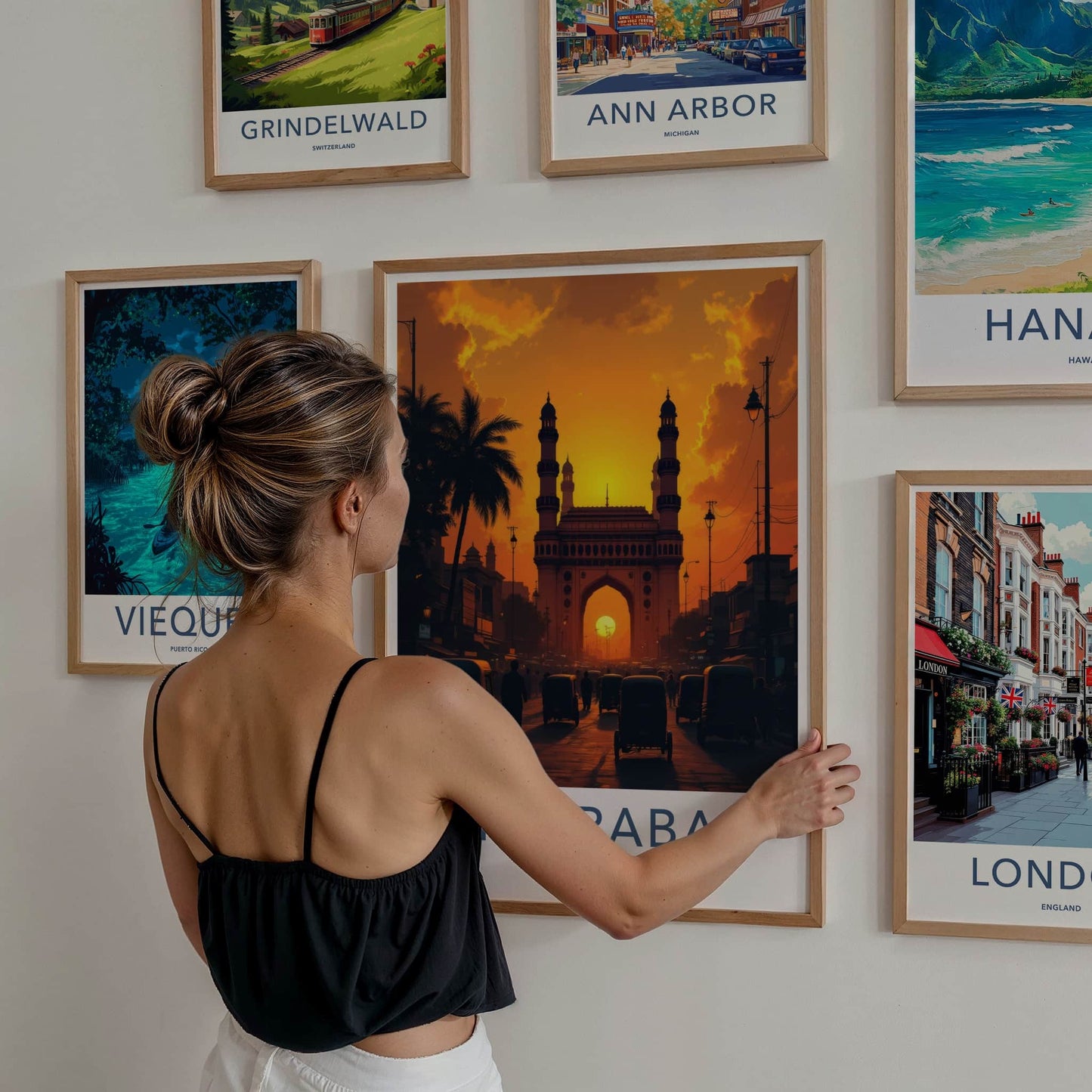 Hyderabad Poster - India Wall Art - Telangana Charminar Sunset Home Decor