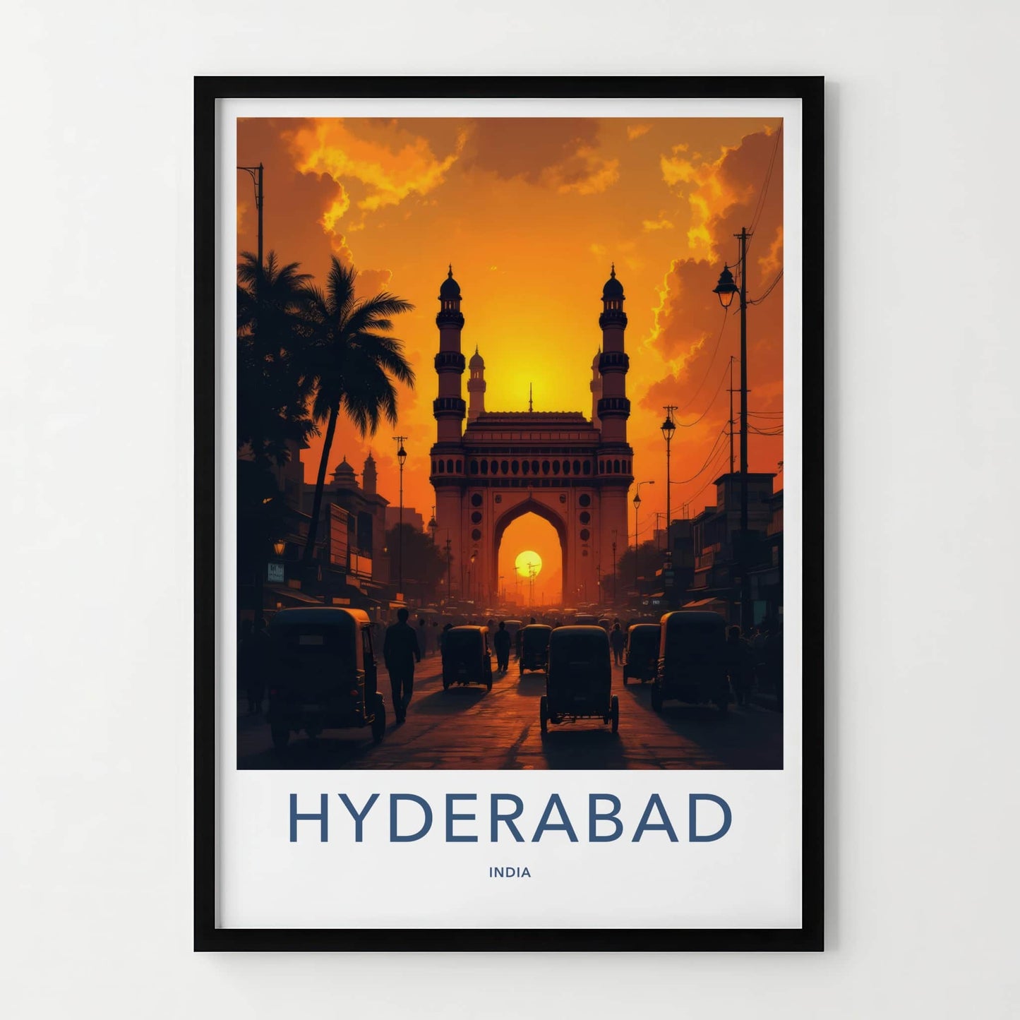 Hyderabad Poster - India Wall Art - Telangana Charminar Sunset Home Decor