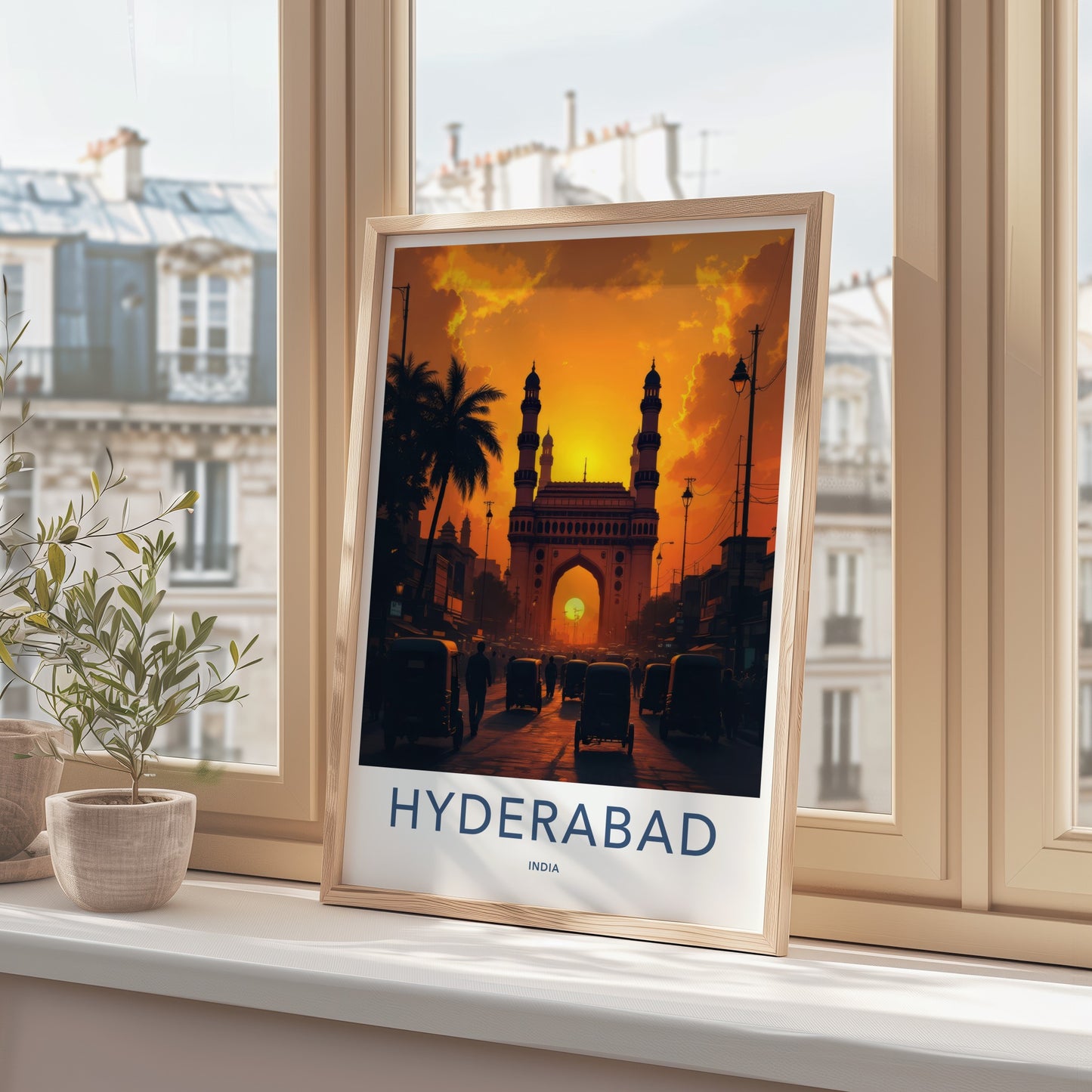 Hyderabad Poster - India Wall Art - Telangana Charminar Sunset Home Decor