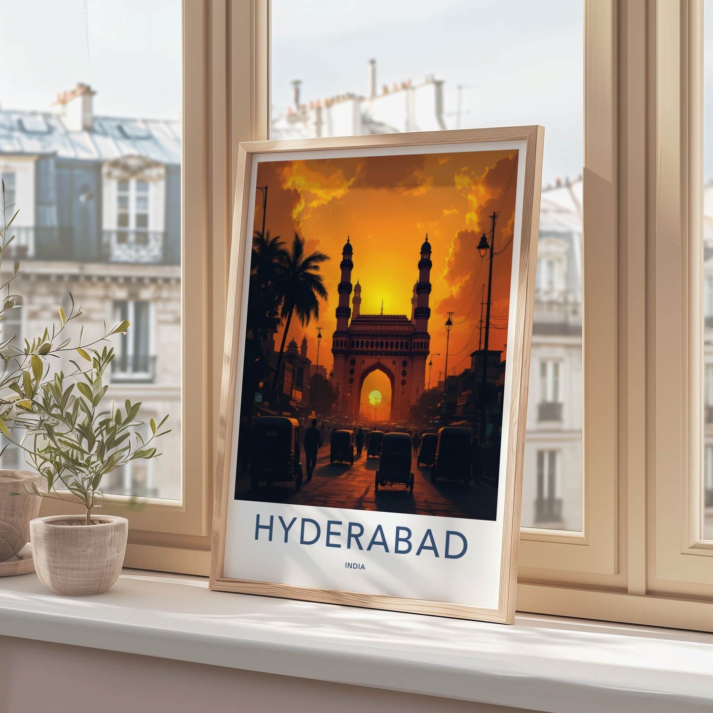 Hyderabad Poster - India Wall Art - Telangana Charminar Sunset Home Decor