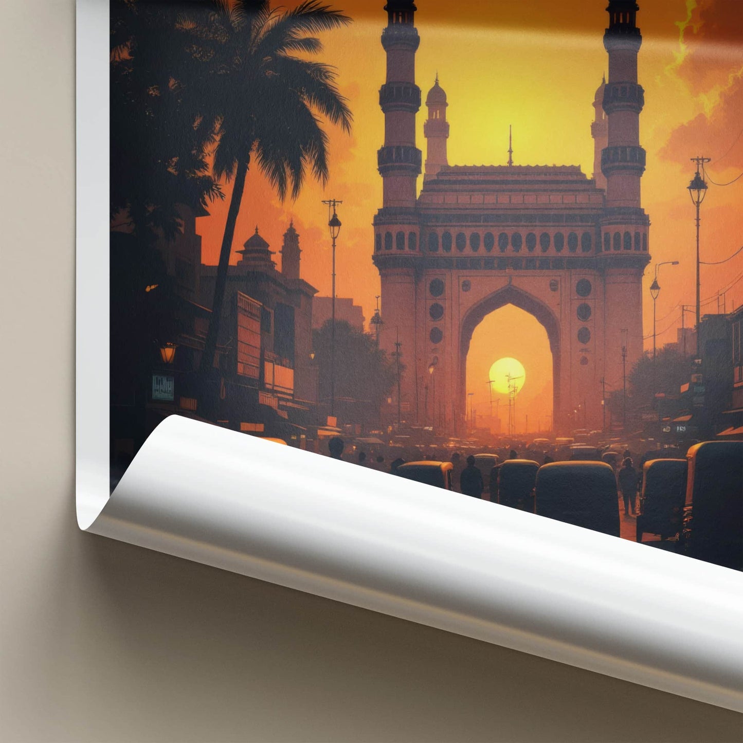 Hyderabad Poster - India Wall Art - Telangana Charminar Sunset Home Decor