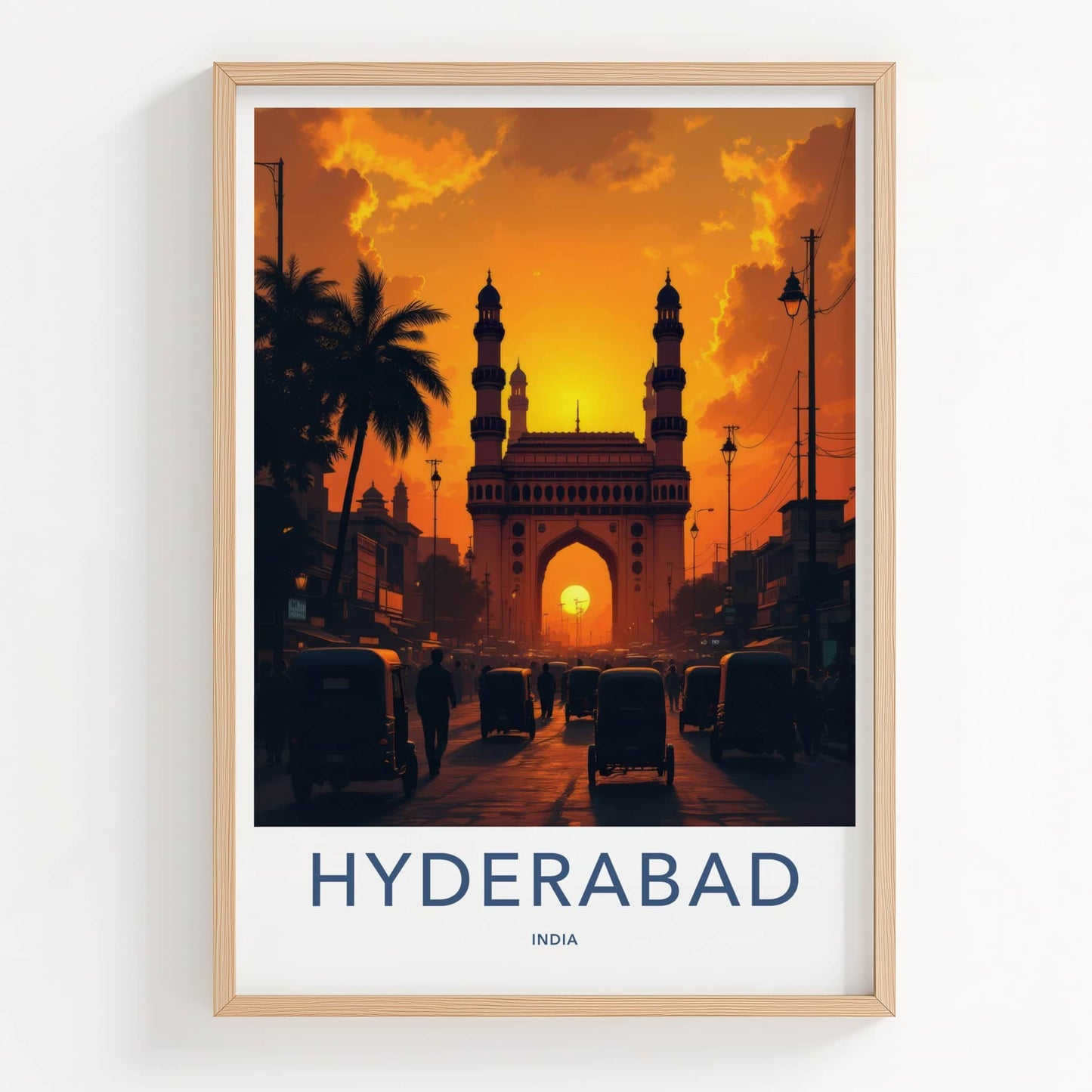 Hyderabad Poster - India Wall Art - Telangana Charminar Sunset Home Decor