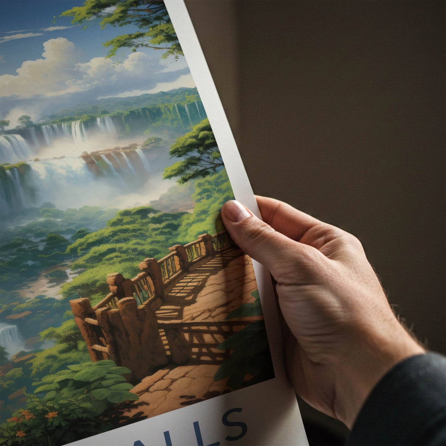 Iguacu Falls Poster - Brazil Travel Art - Jungle Falls Pathway Home Decor