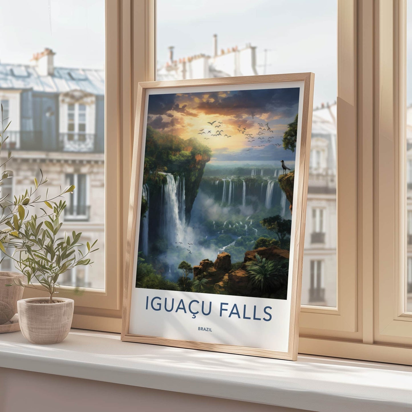 Iguacu Falls Poster - Brazil Travel Art - Lush Falls Panorama Home Decor