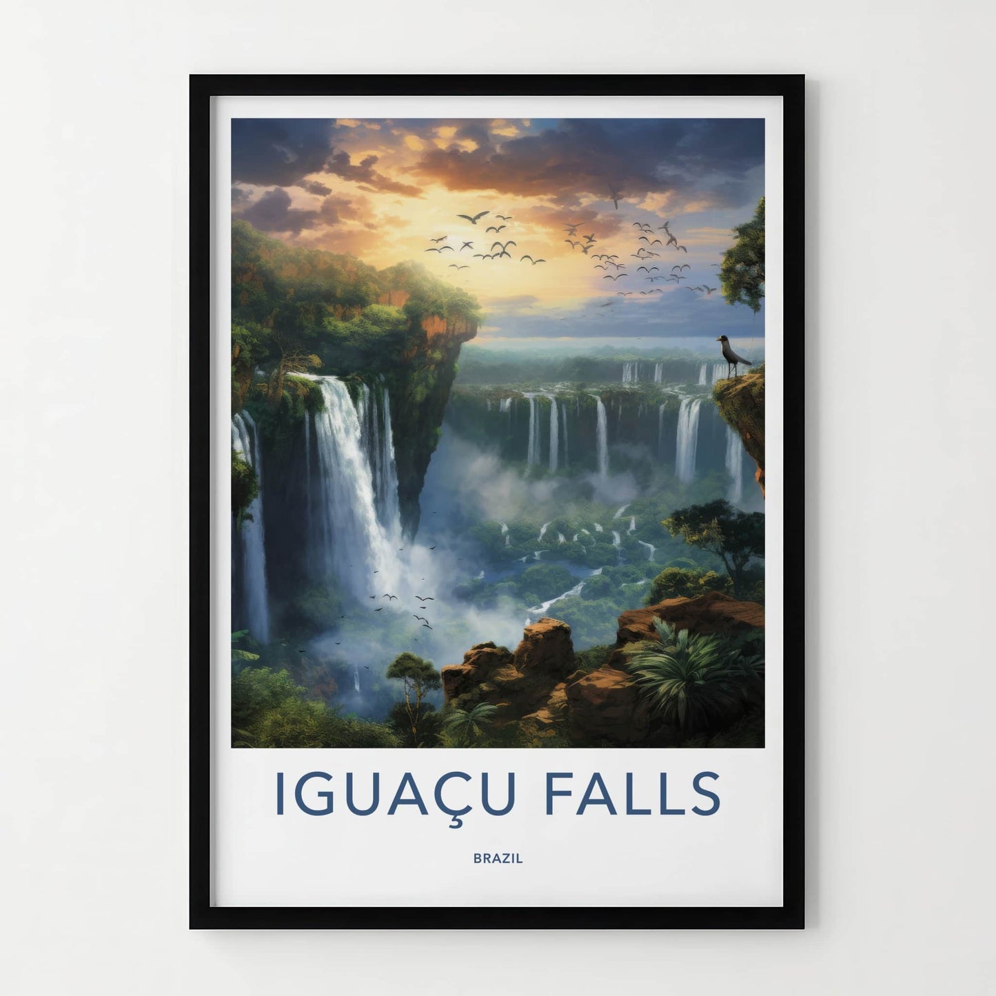 Iguacu Falls Poster - Brazil Travel Art - Lush Falls Panorama Home Decor