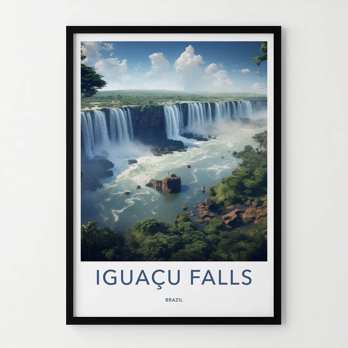 Iguacu Falls Poster - Brazil Travel Art - Tropical Falls Landscape Home Decor