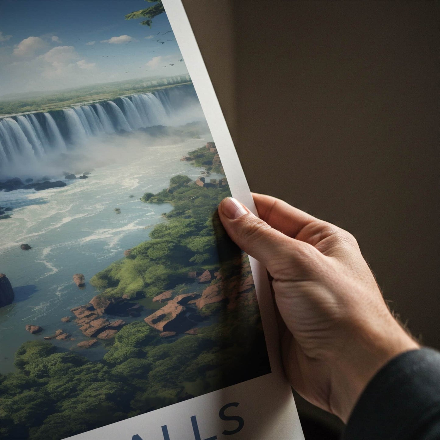 Iguacu Falls Poster - Brazil Travel Art - Tropical Falls Landscape Home Decor