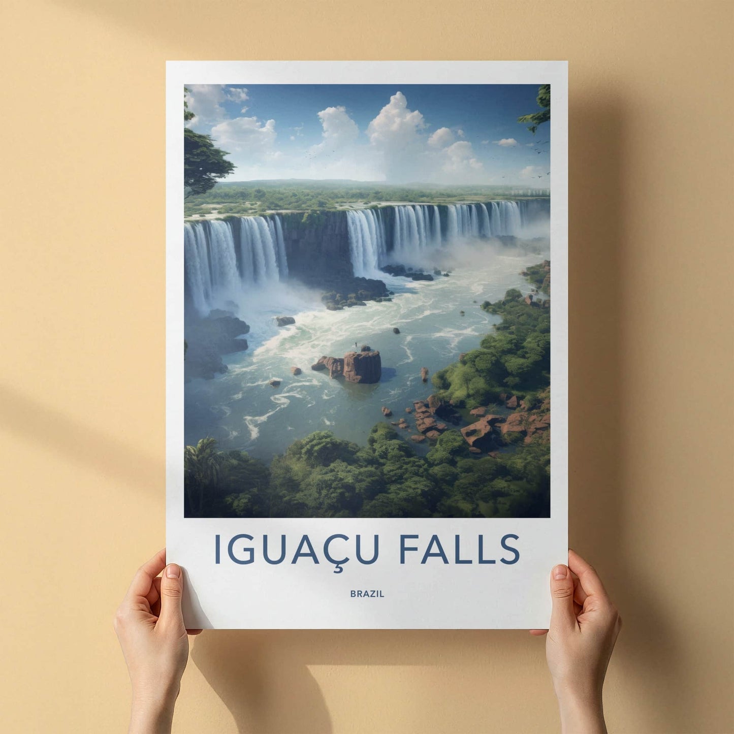 Iguacu Falls Poster - Brazil Travel Art - Tropical Falls Landscape Home Decor