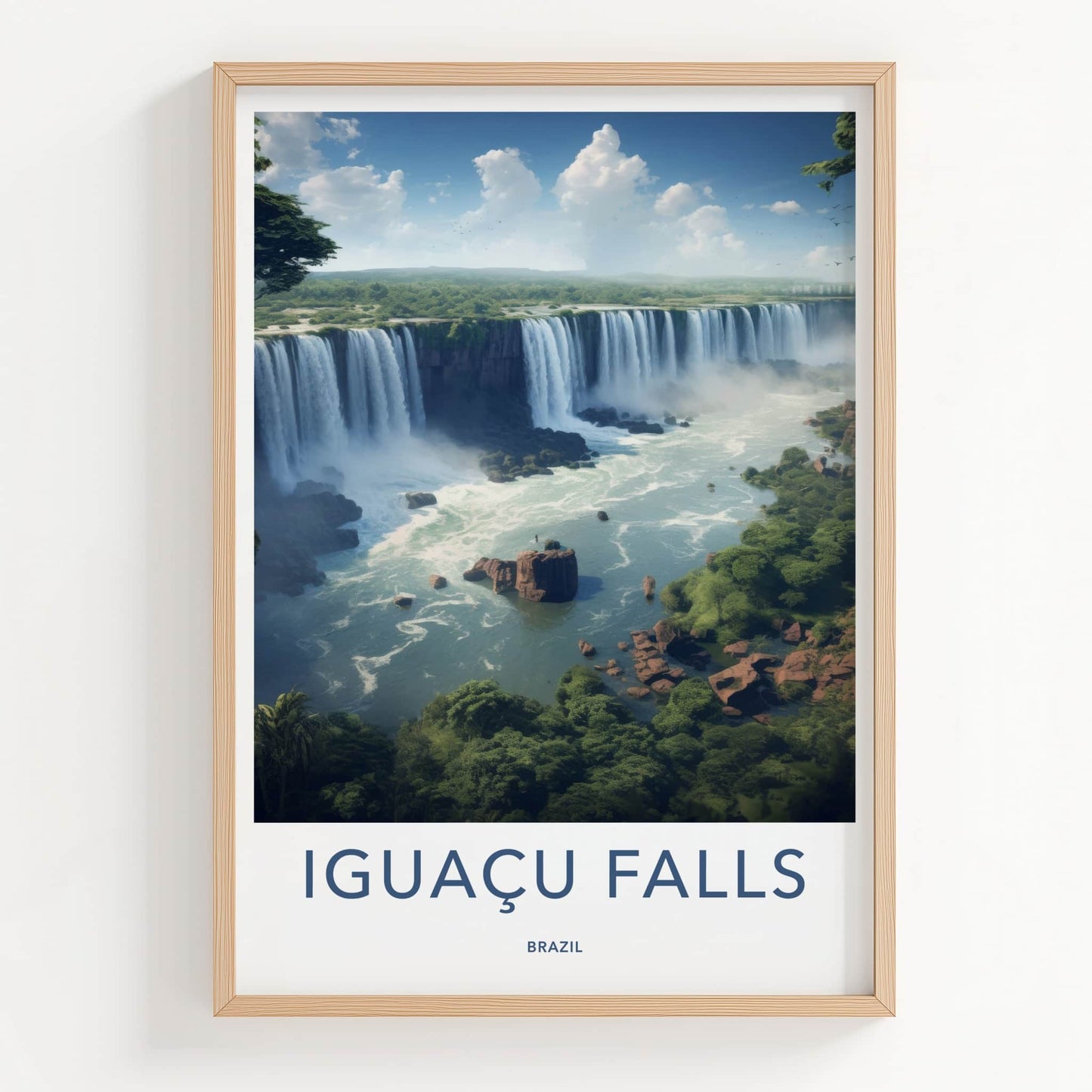 Iguacu Falls Poster - Brazil Travel Art - Tropical Falls Landscape Home Decor