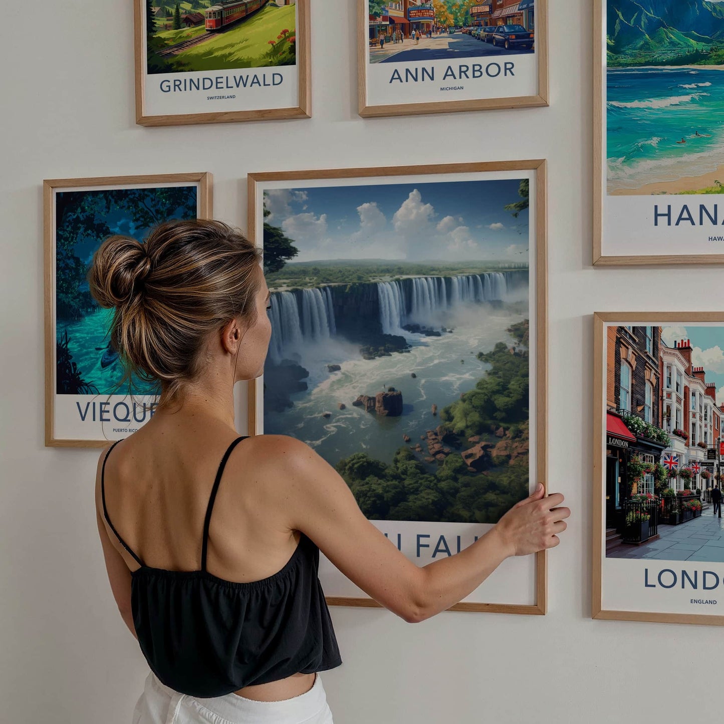 Iguacu Falls Poster - Brazil Travel Art - Tropical Falls Landscape Home Decor