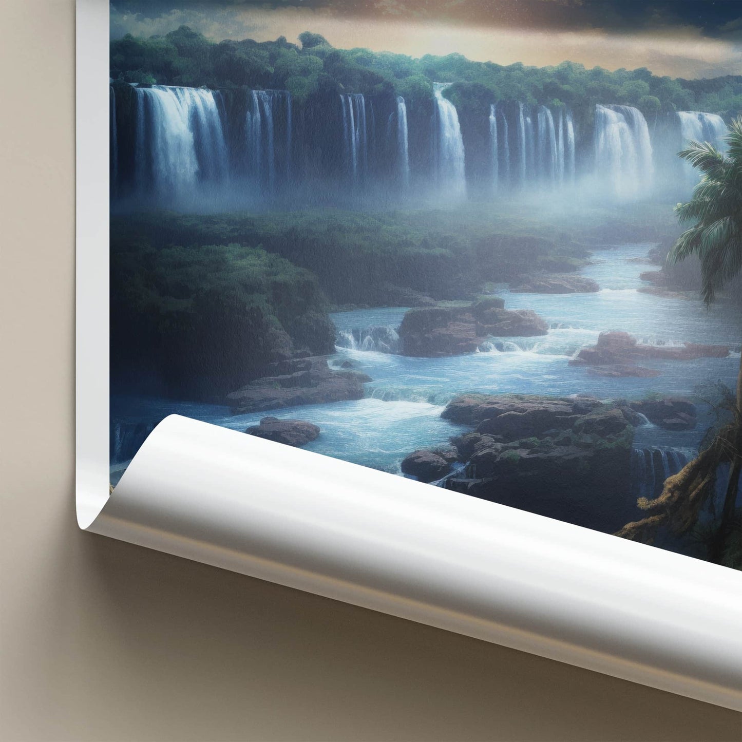 Iguacu Falls Poster - Brazil Travel Art - Tropical Waterfall Scene Wall Decor