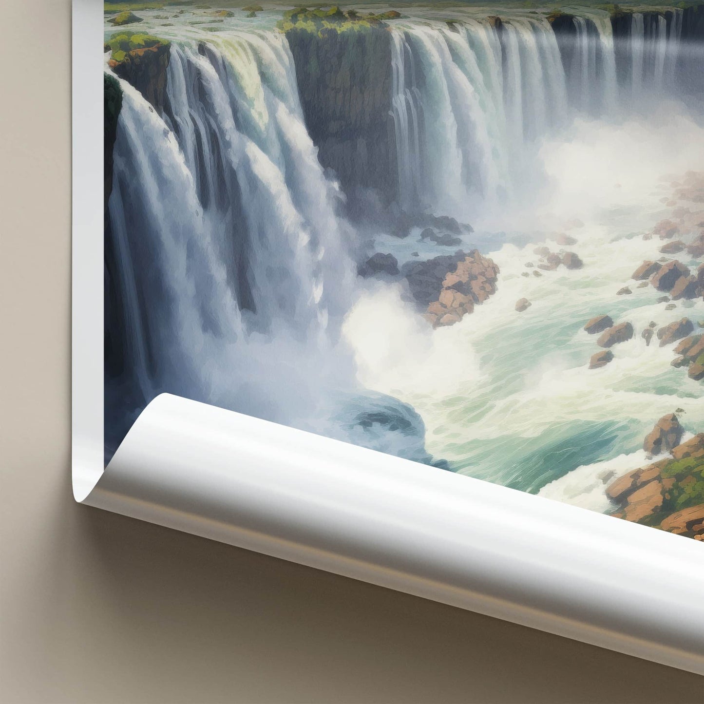 Iguazu Falls Poster - Argentina Travel Art - Cascading Water Green Home Decor