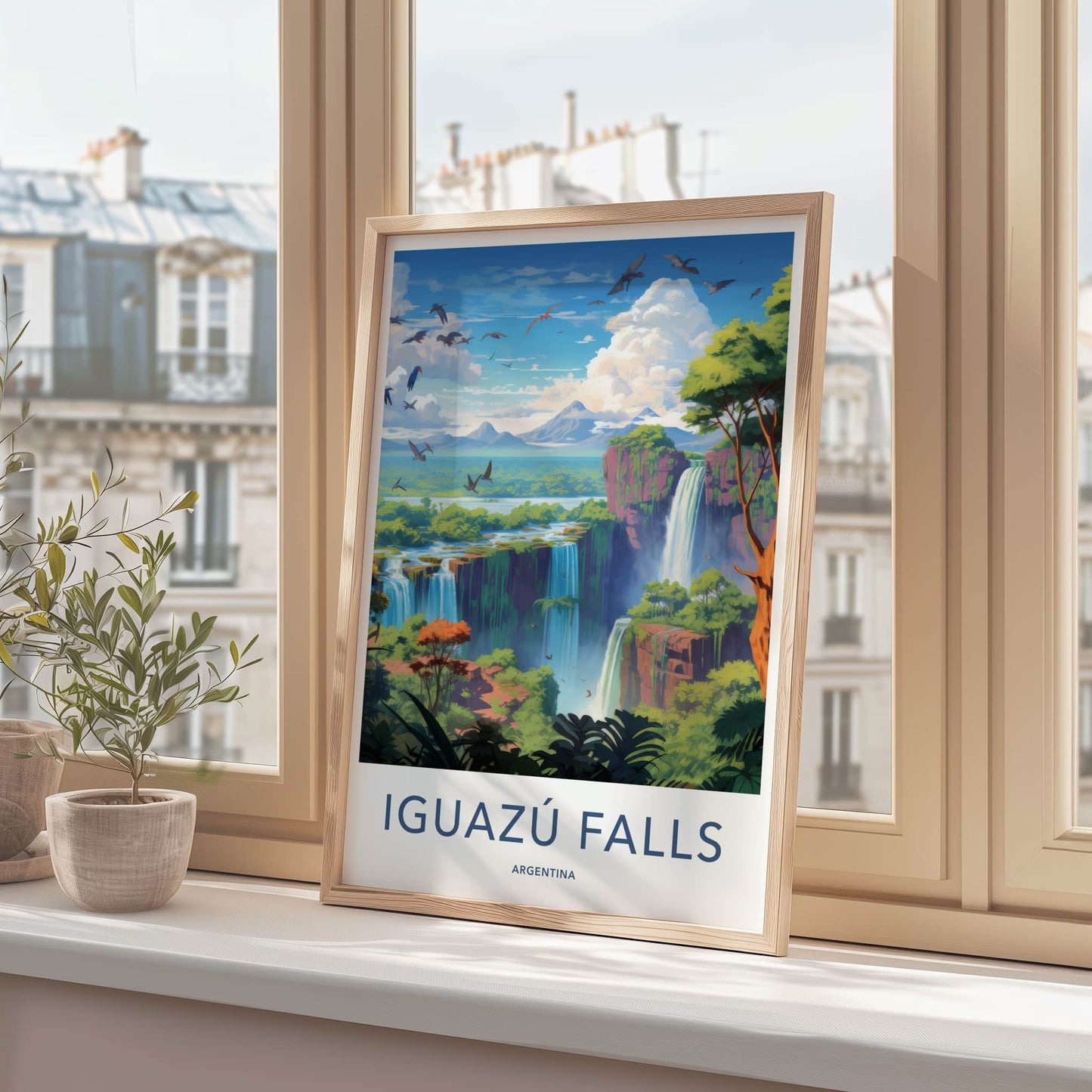 Iguazu Falls Poster - Argentina Travel Art - Majestic Green Falls Home Decor